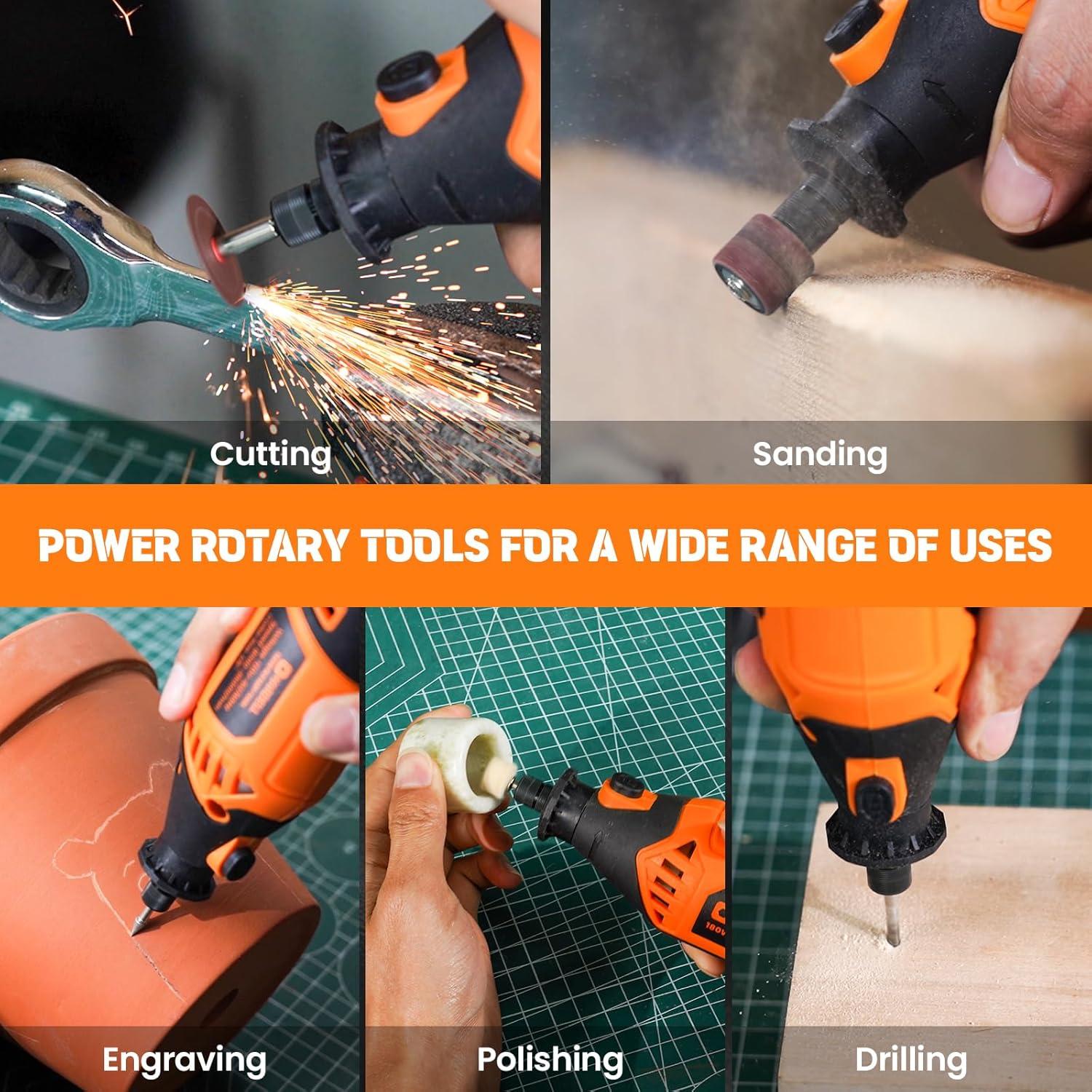 Herramienta Rotativa HARDELL 180W con 61 Accesorios y 6 Velocidades