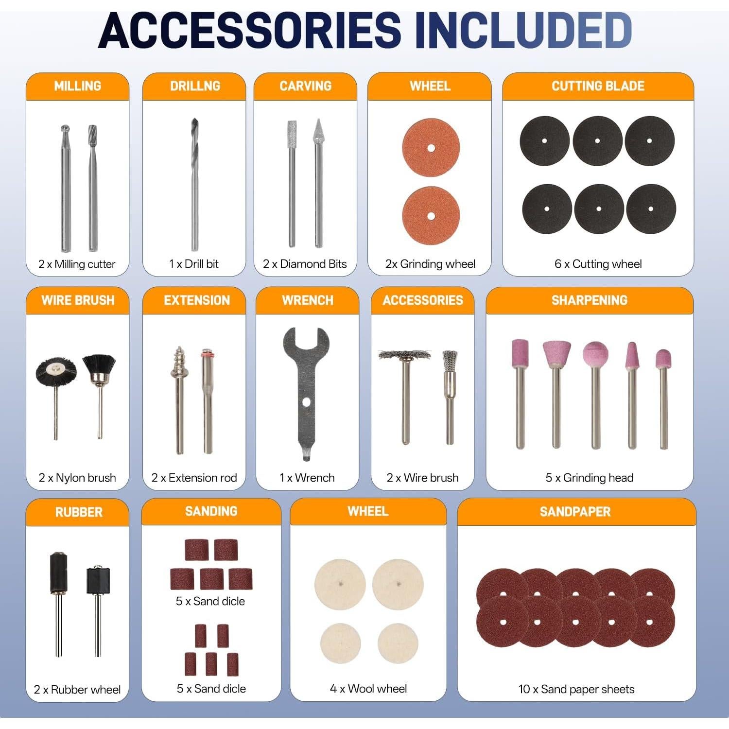 Kit de Herramienta Rotativa Inalámbrica Gabujau 7.4V 51 Accesorios