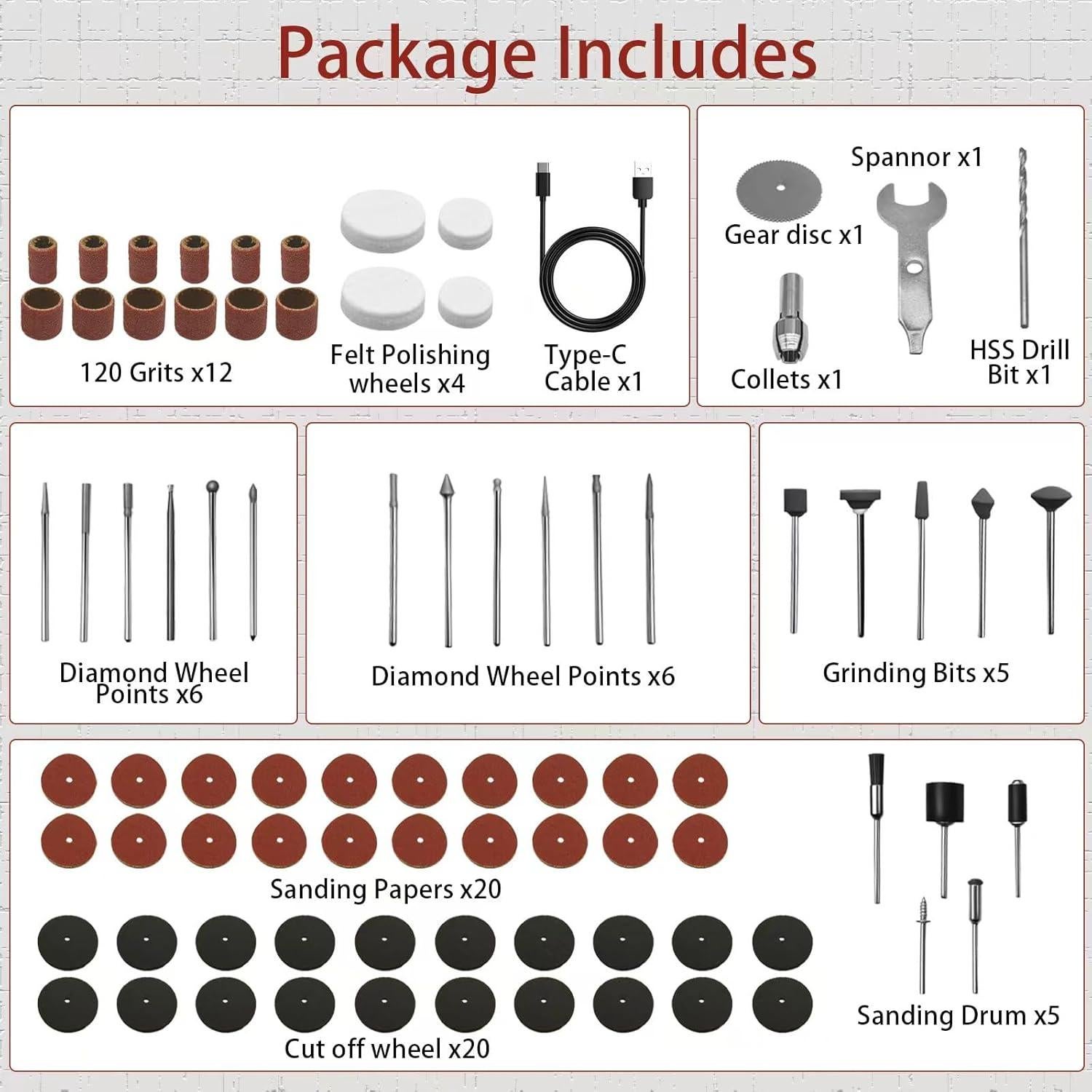 Mini Kit Herramienta Rotativa Inalámbrica DerHed 82 Accesorios