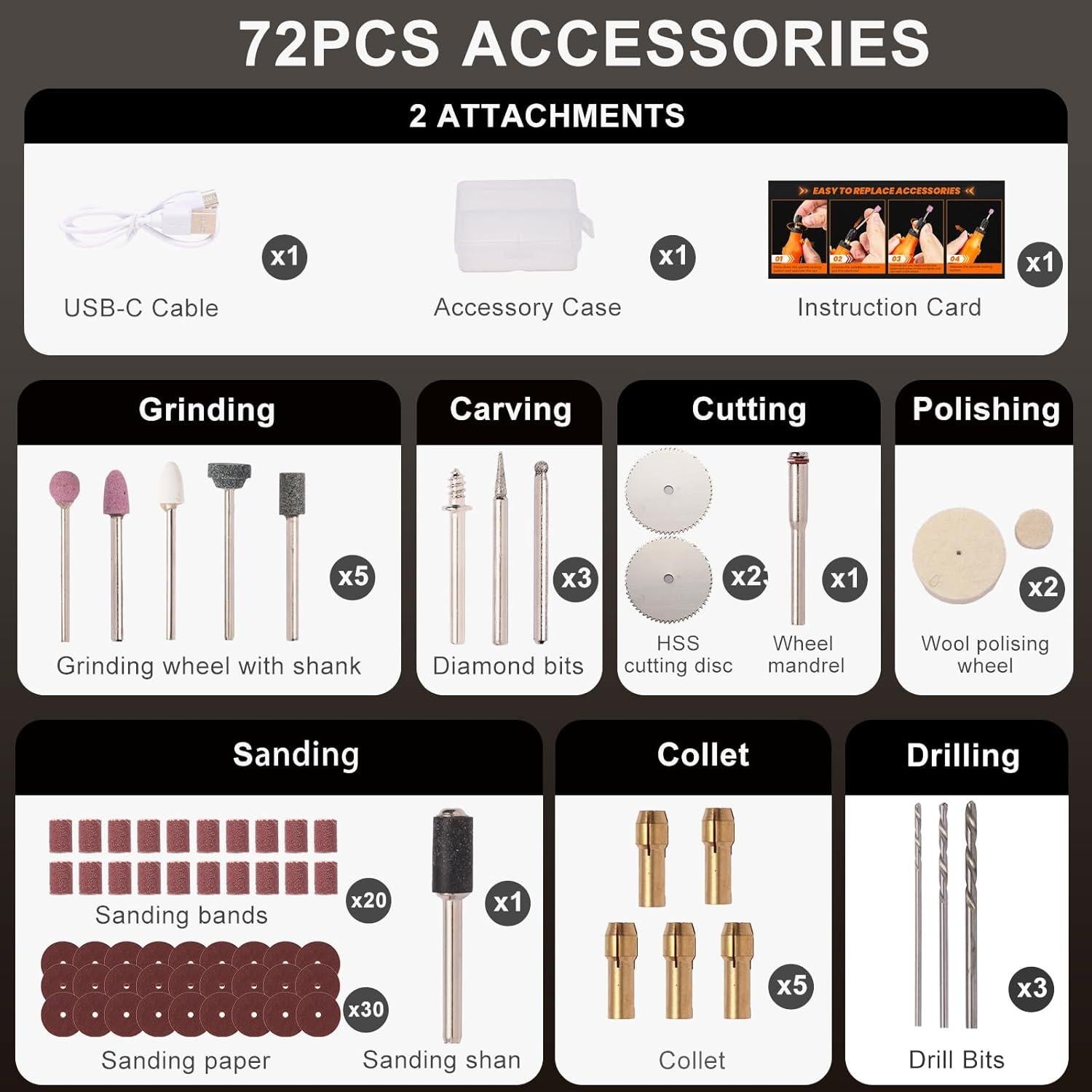 Herramienta Rotativa Inalámbrica YEPLING HJ102 3.7V 72 Accesorios