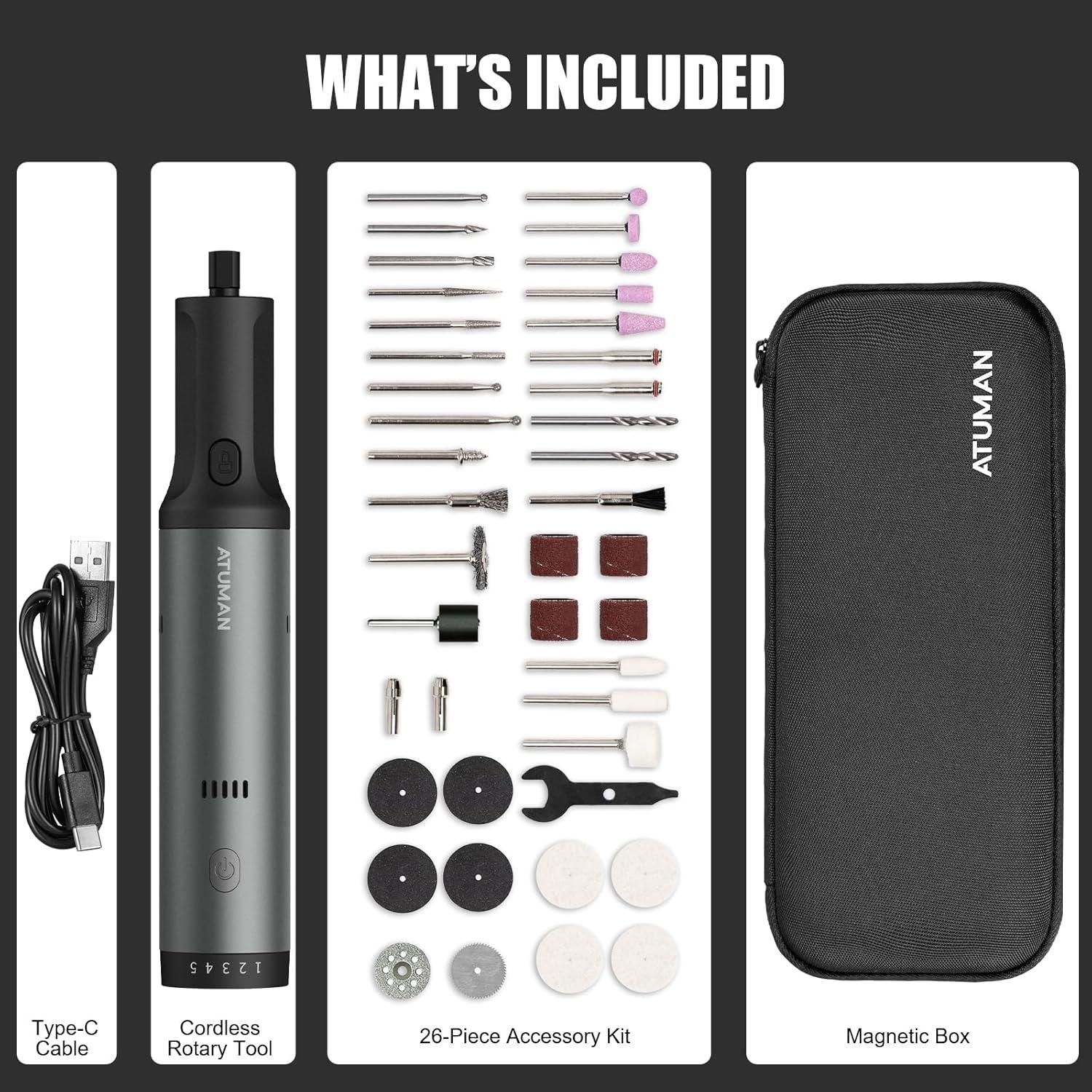 Kit de Herramienta Rotativa Inalámbrica ATuMan EP2 7.2V 42 Accesorios