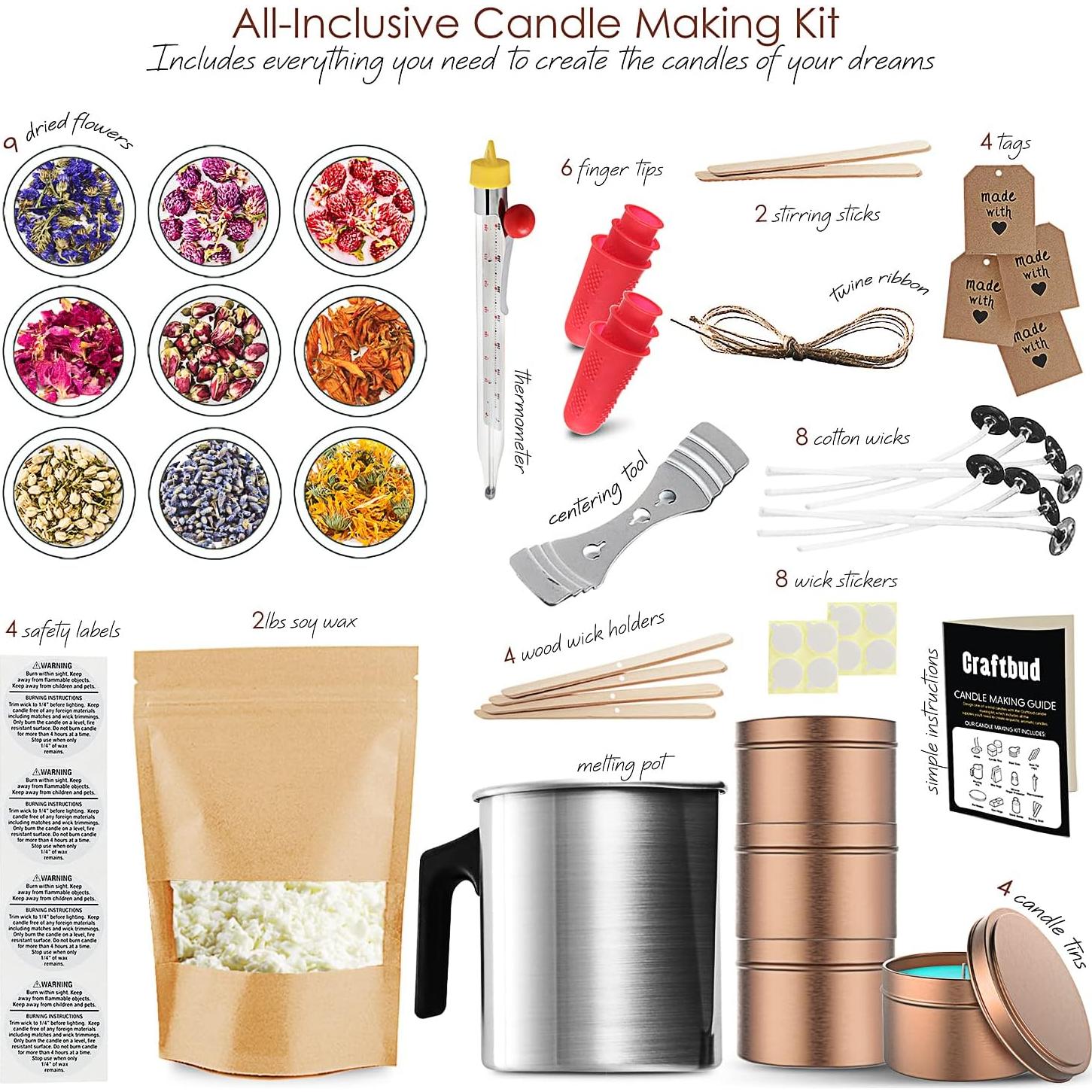 Kit de Fabricación de Velas de Soja CraftBud - 50 Piezas