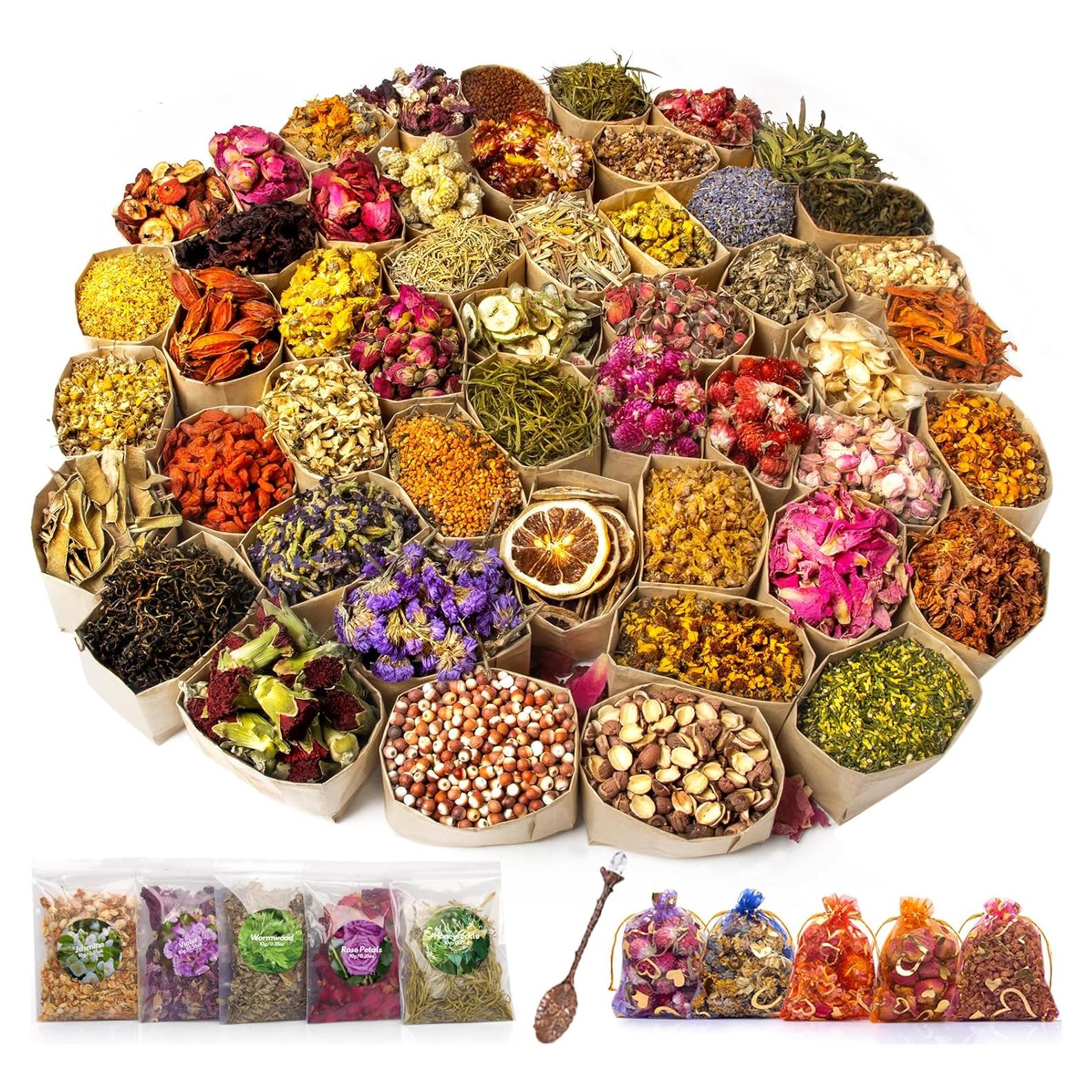 50 Bolsas de Flores Secas Naturales DreamdaMoonnly - Kit DIY