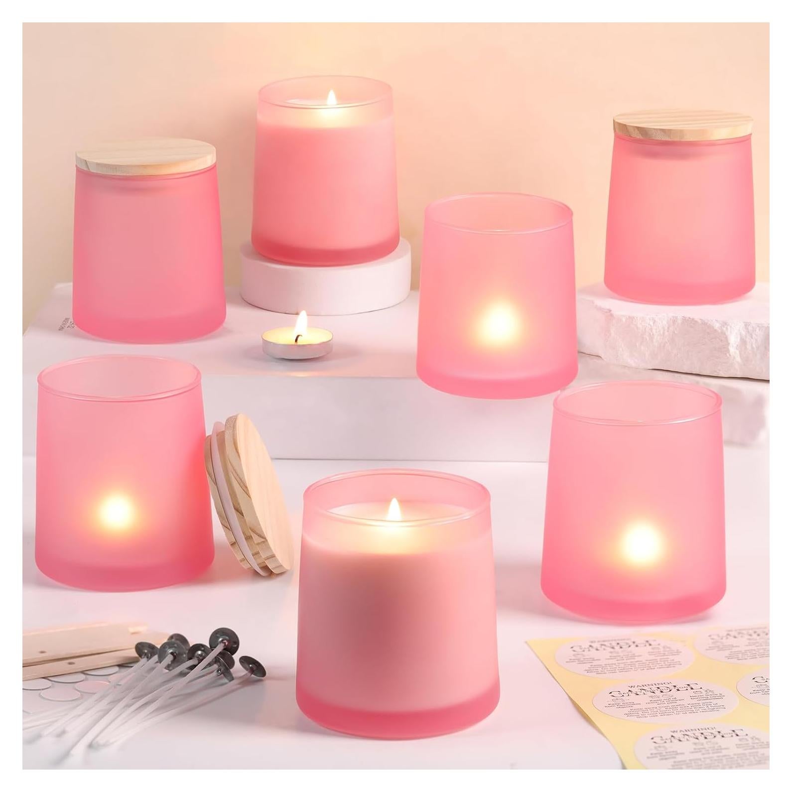 DARJEN 12 Tarros de Vela Rosa Frosted 9 OZ para DIY