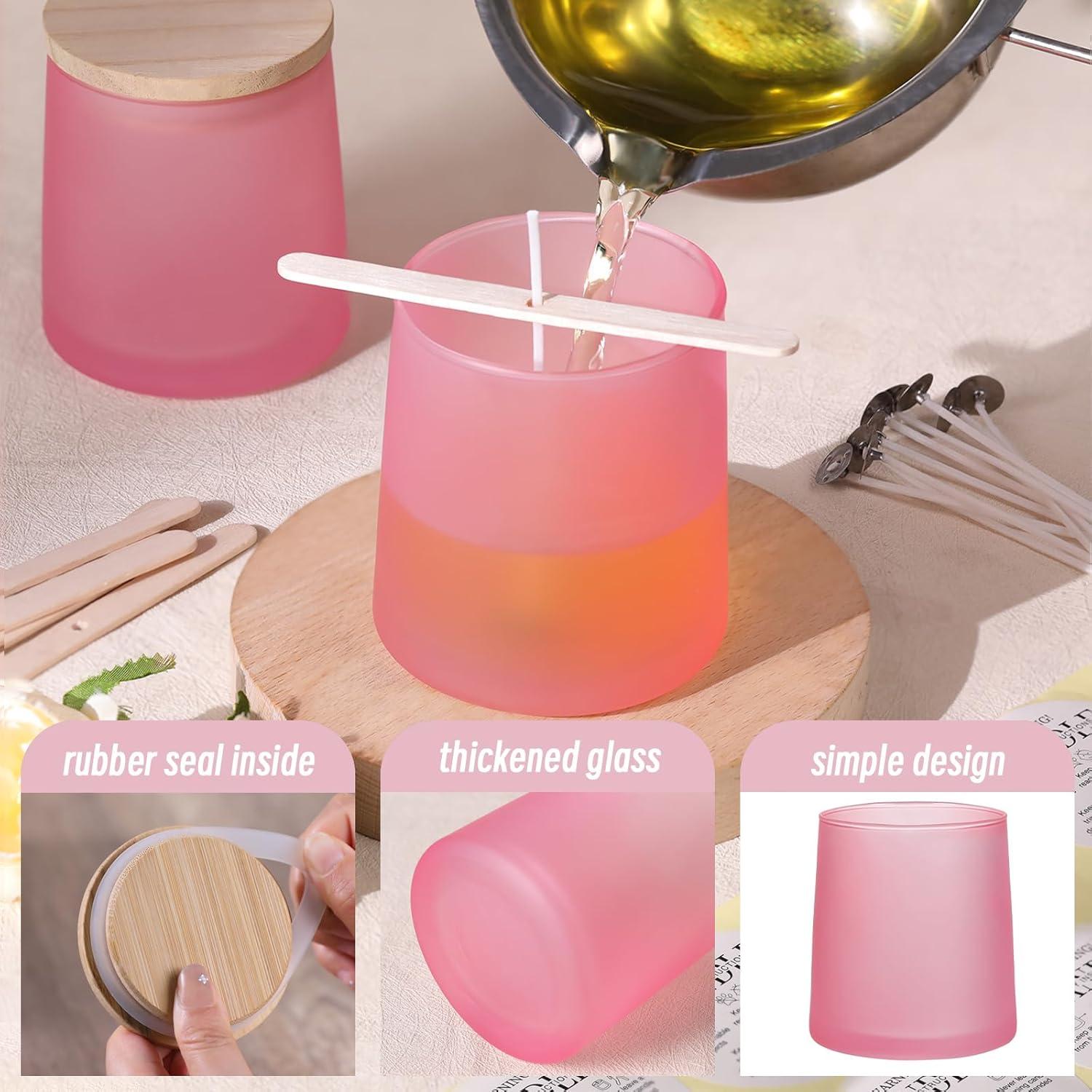 DARJEN 12 Tarros de Vela Rosa Frosted 9 OZ para DIY