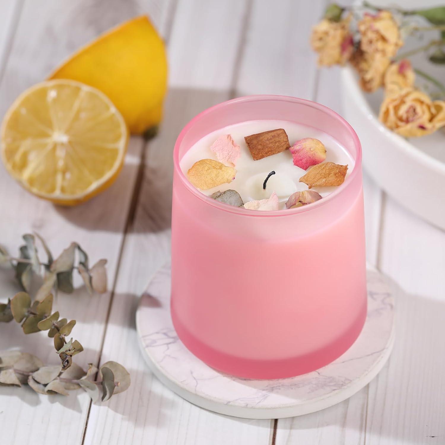 DARJEN 12 Tarros de Vela Rosa Frosted 9 OZ para DIY