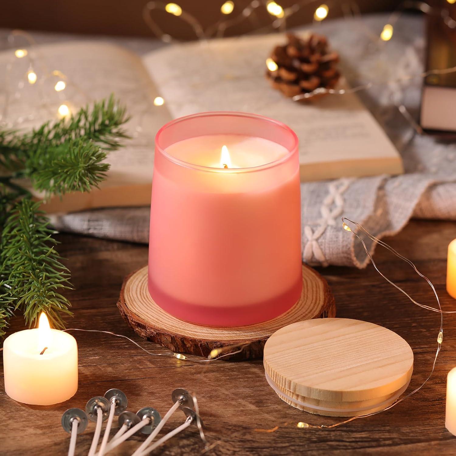 DARJEN 12 Tarros de Vela Rosa Frosted 9 OZ para DIY