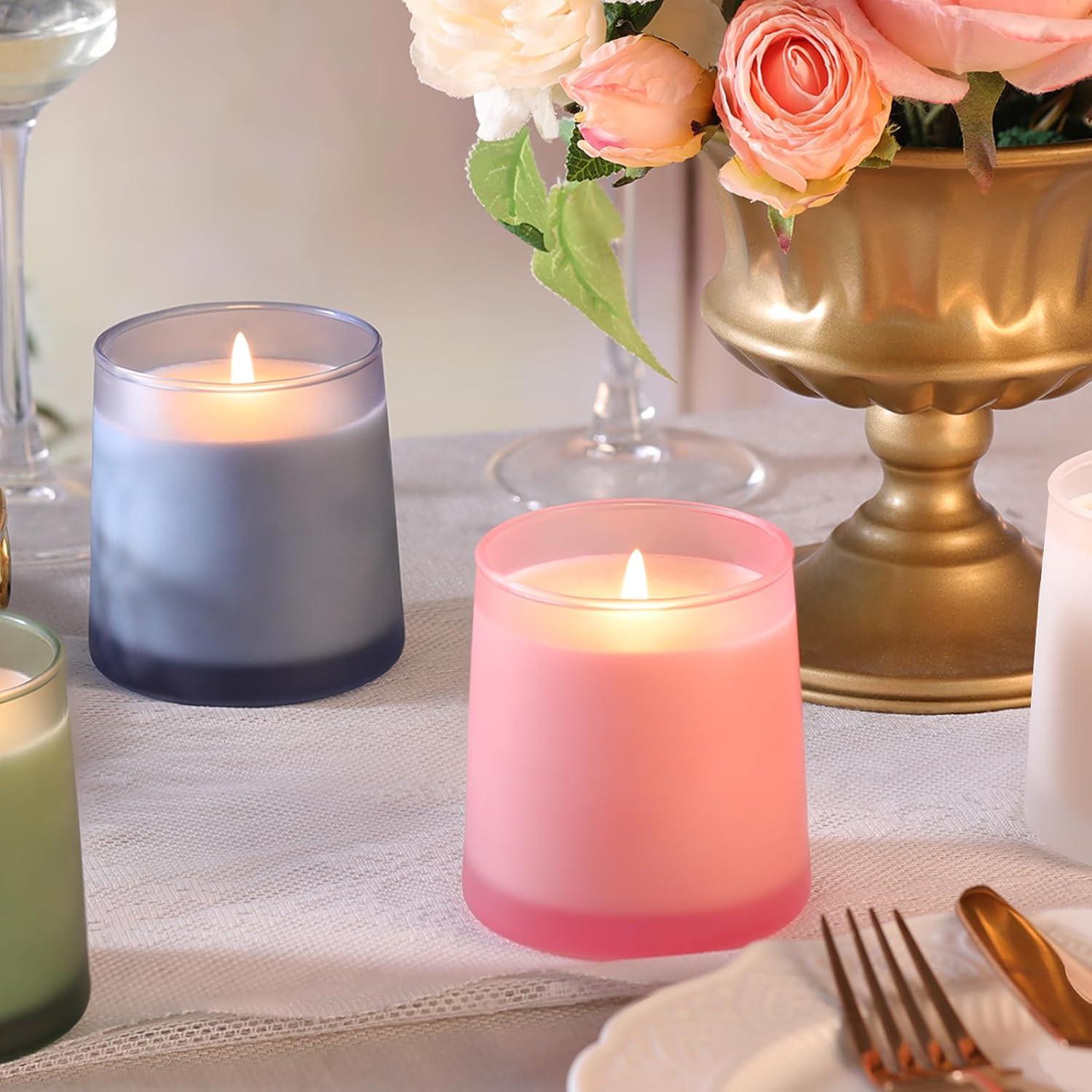 DARJEN 12 Tarros de Vela Rosa Frosted 9 OZ para DIY