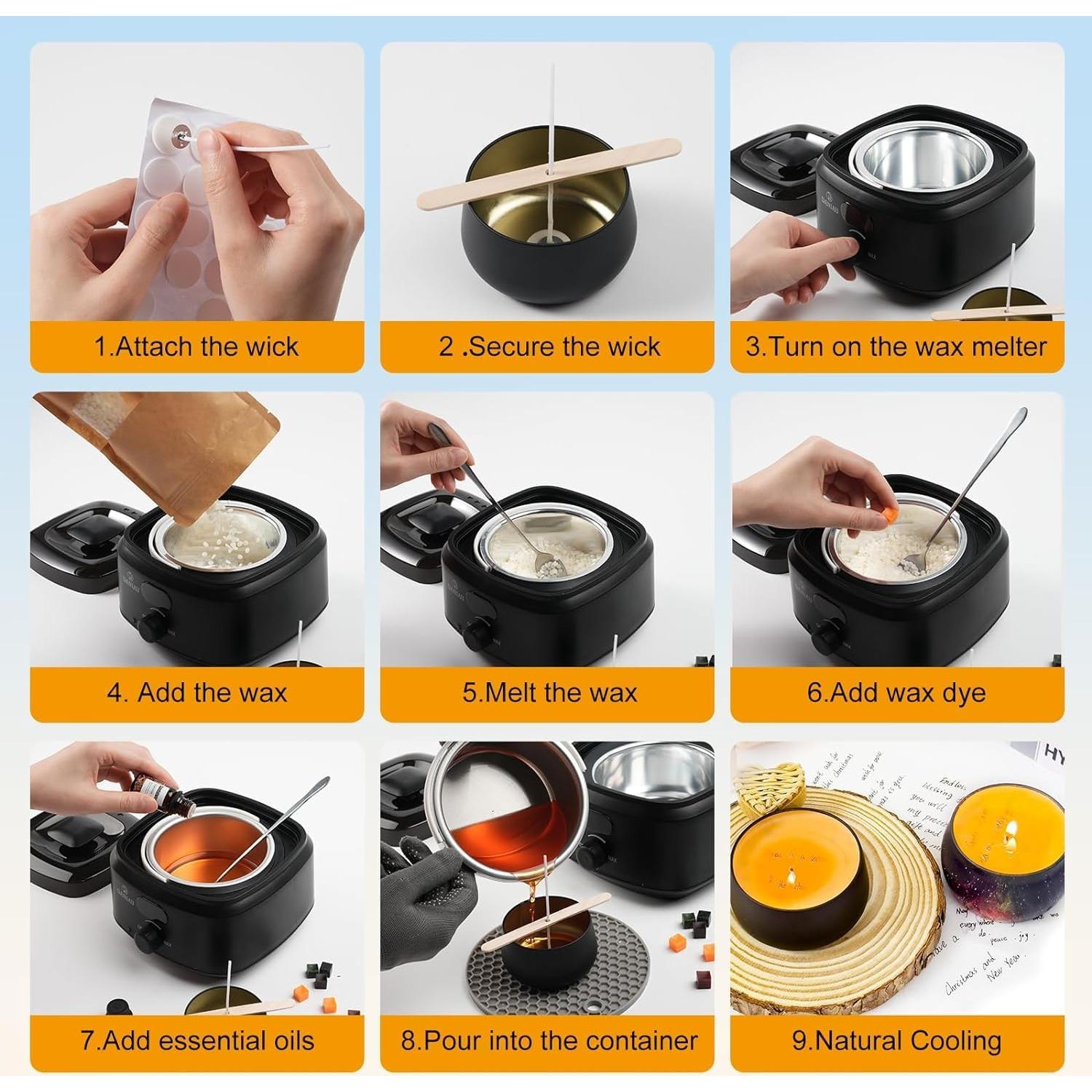 Kit de Fabricación de Velas DANIAU para Adultos - Olla LED 500ml