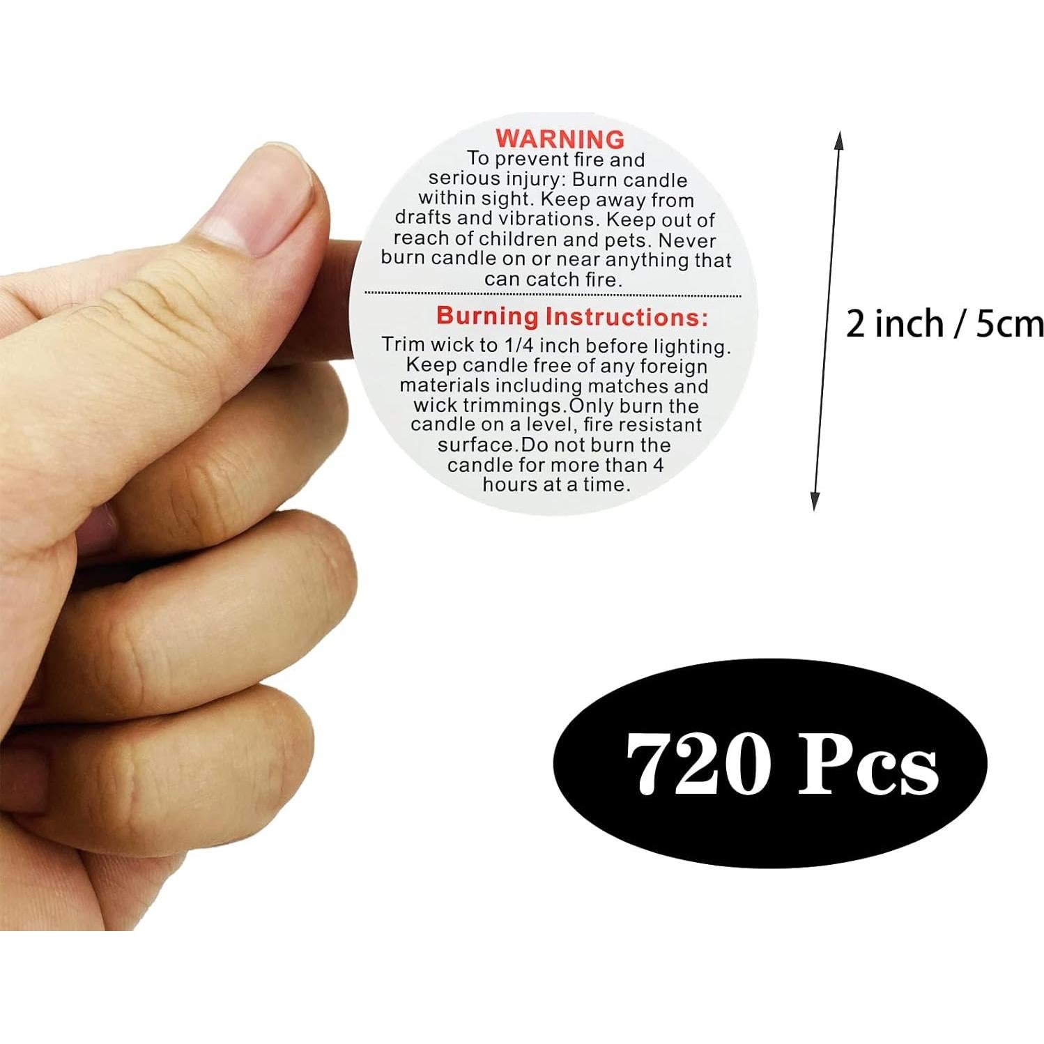Etiquetas de Advertencia para Velas FuraHa 720 Piezas 5.08 cm