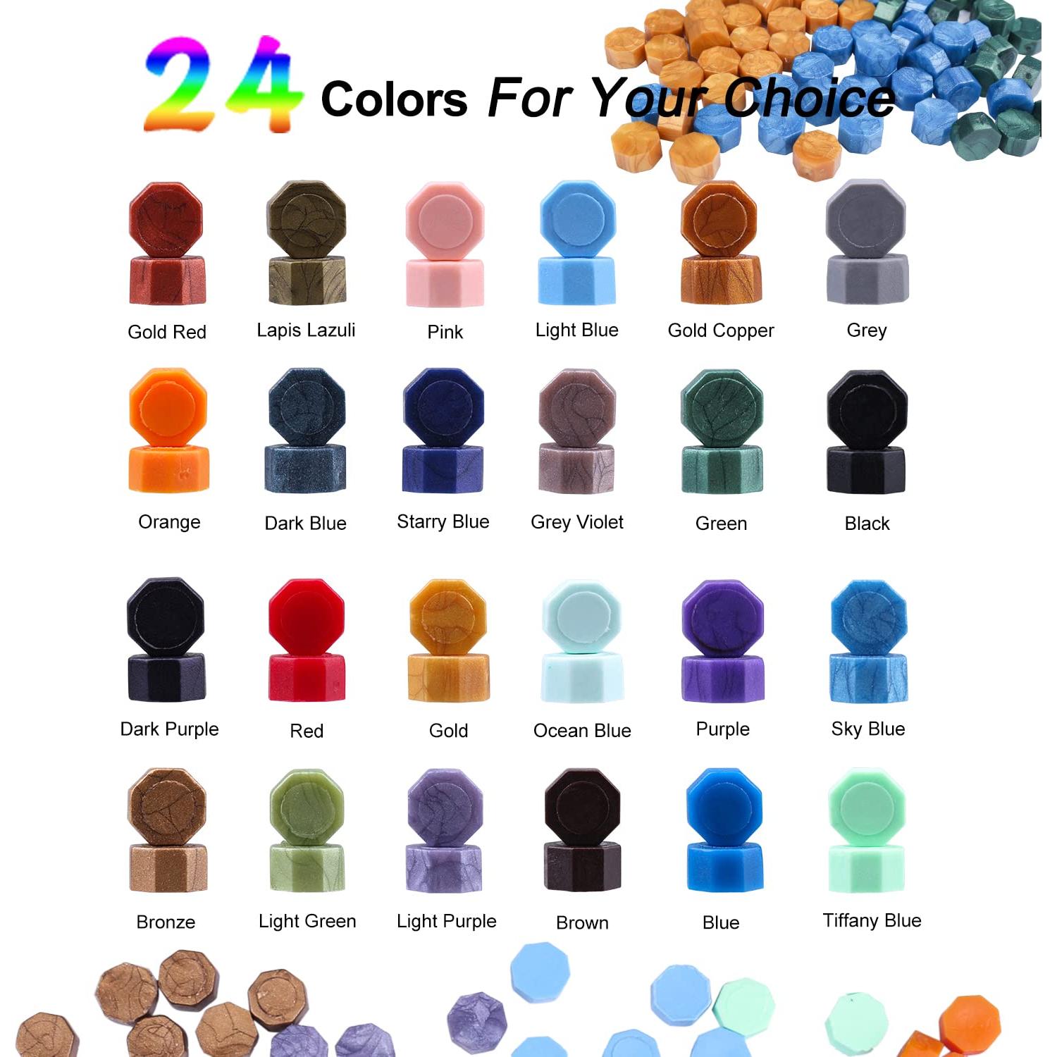 Kit de Sello de Cera Aottom 24 Colores 650 Piezas con Regalo