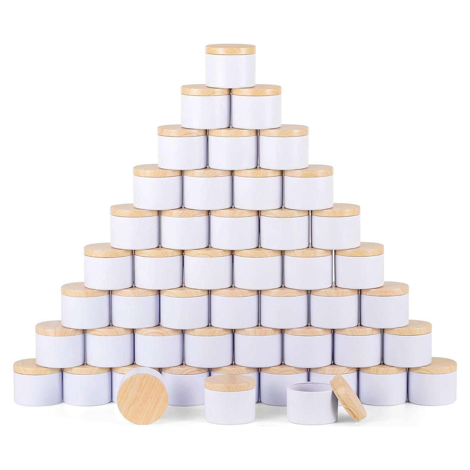 24 Latas de Vela Blancas Mate BOTINXIS 4oz con Tapas de Madera