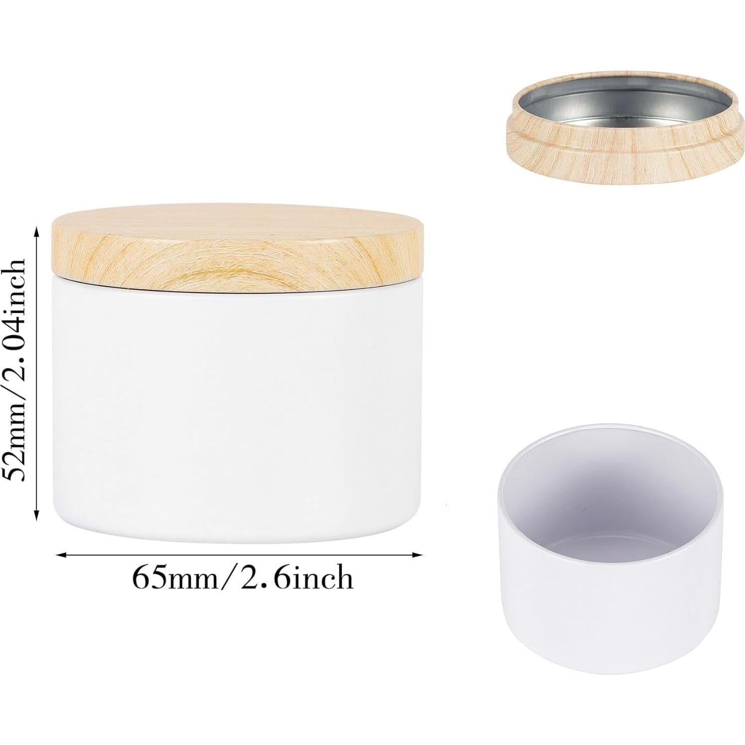 24 Latas de Vela Blancas Mate BOTINXIS 4oz con Tapas de Madera