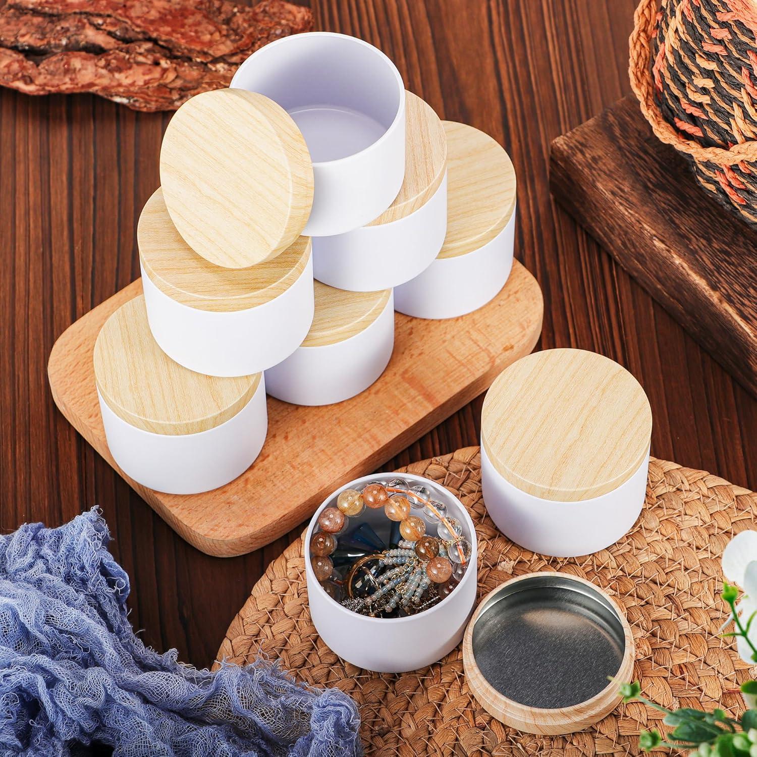 24 Latas de Vela Blancas Mate BOTINXIS 4oz con Tapas de Madera