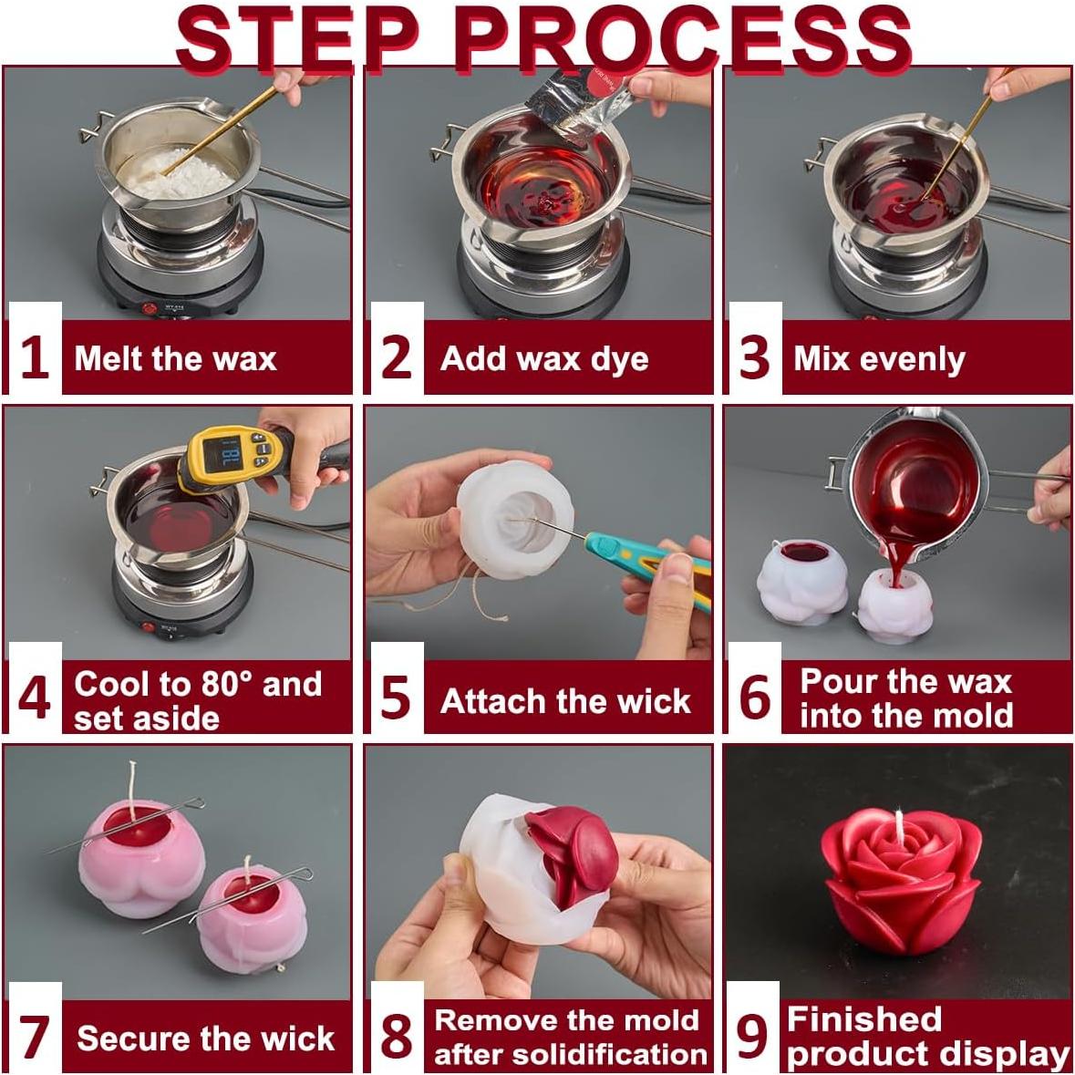 Kit de Fabricación de Velas Rosa 3D KDW - 16 Piezas DIY