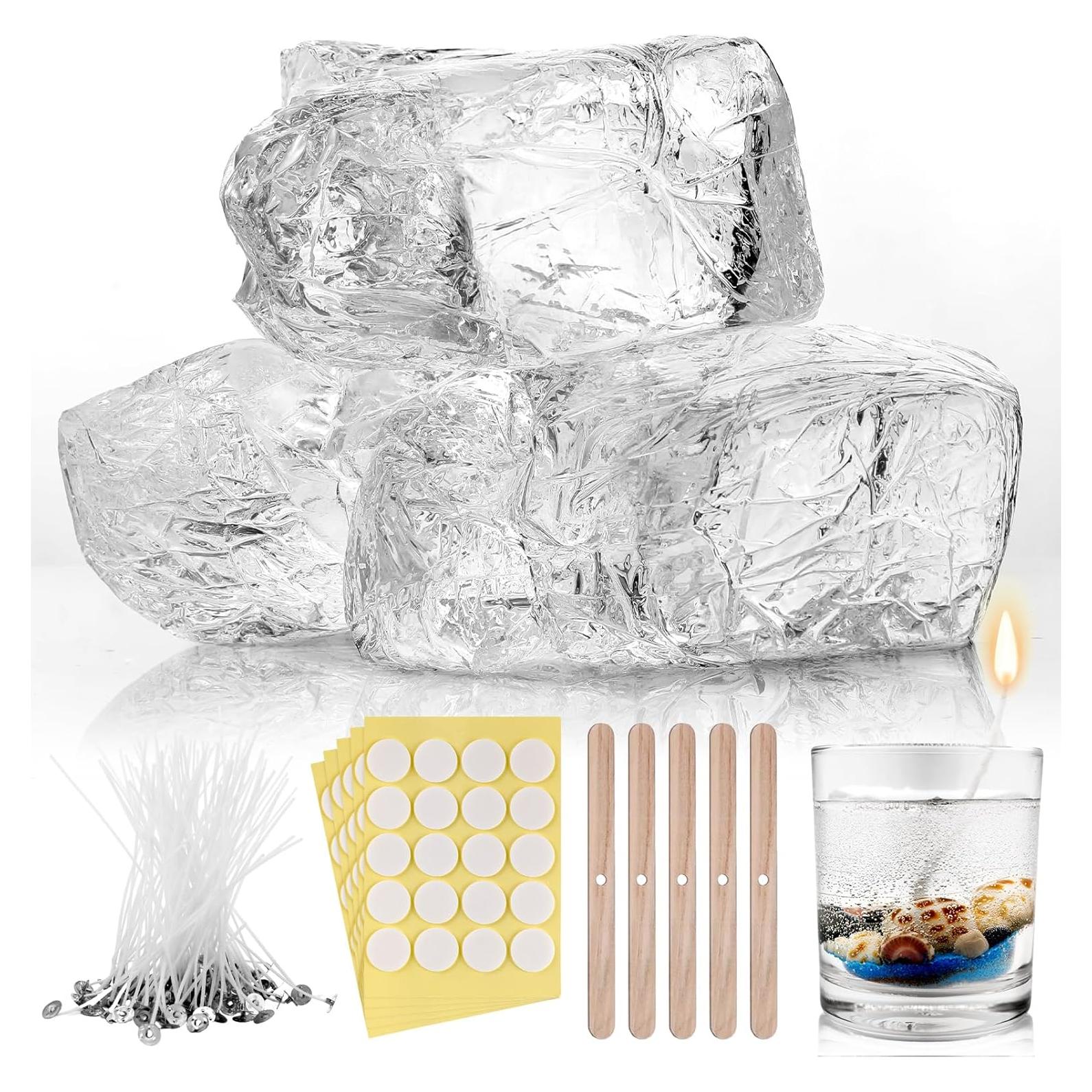 Cera de Gel Transparente 1 kg para Velas HyqehrtYazc + 50 Mechas