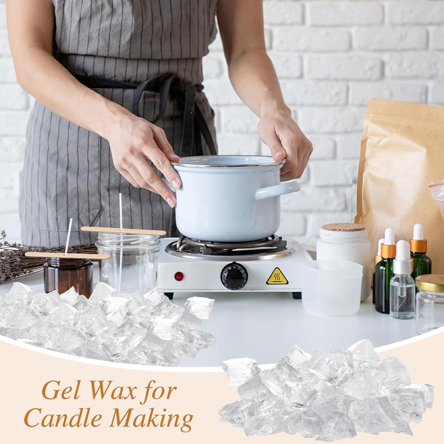 Cera de Gel Transparente 1 kg para Velas HyqehrtYazc + 50 Mechas