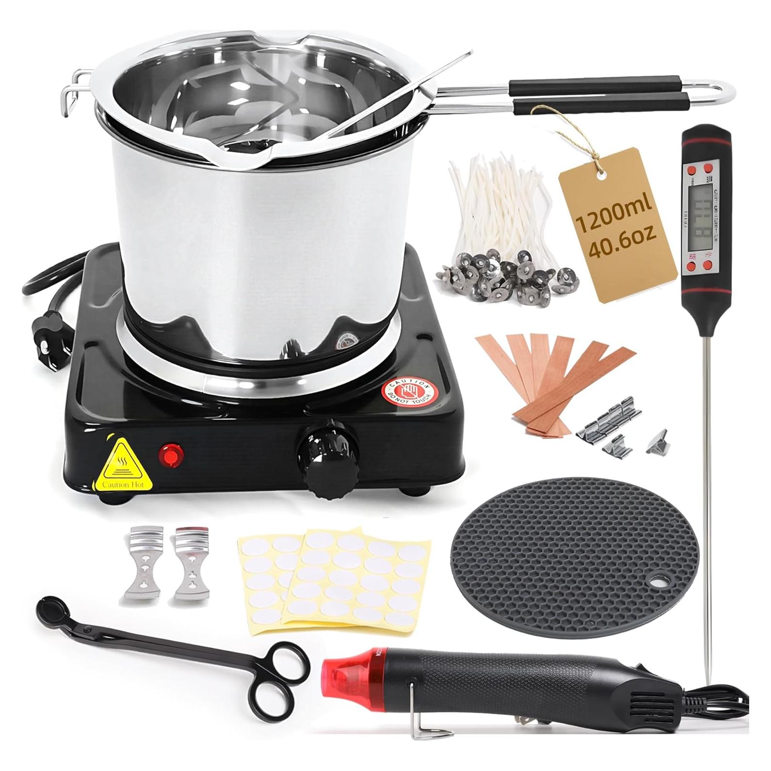 Calentador Doble de Cera Hehinton 1200ml 1000W Kit Velas