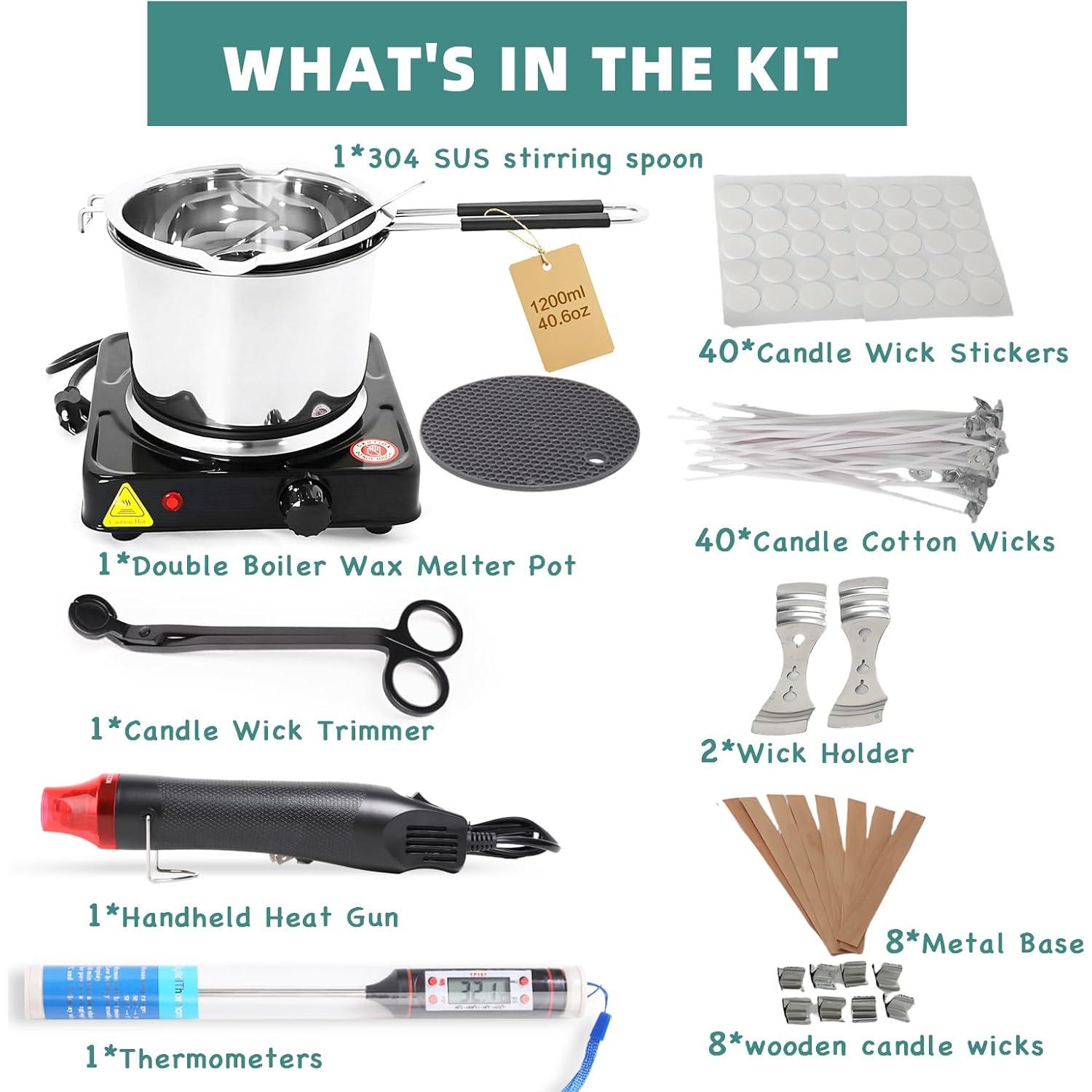 Calentador Doble de Cera Hehinton 1200ml 1000W Kit Velas