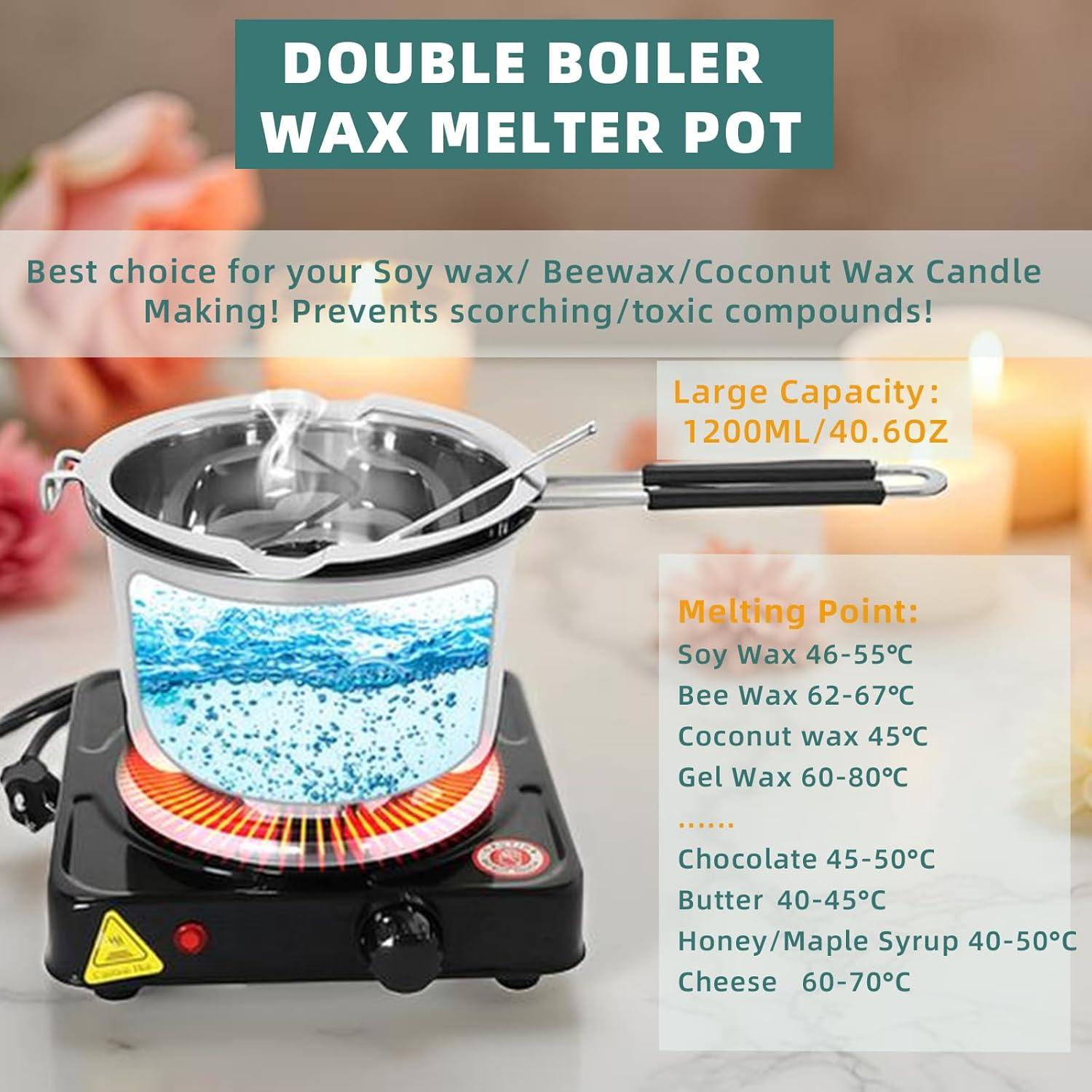 Calentador Doble de Cera Hehinton 1200ml 1000W Kit Velas