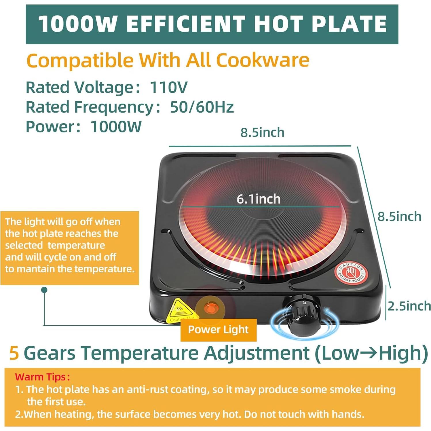 Calentador Doble de Cera Hehinton 1200ml 1000W Kit Velas