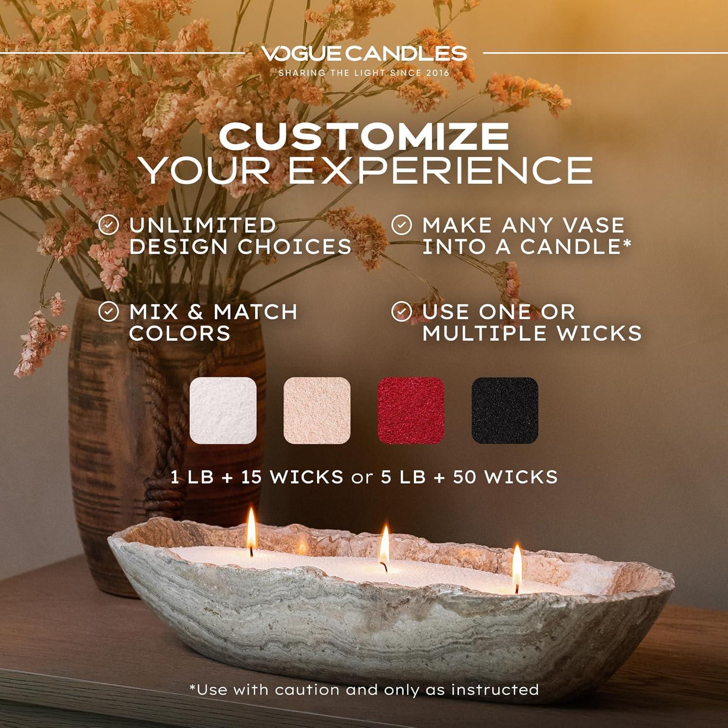 Vela Vogue 1LB Blanca con 15 Mechas Recargables Veganas