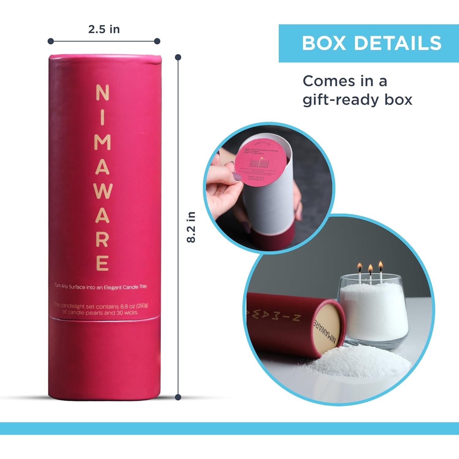 Kit de Velas de Arena Perlada Nimaware - 30 Mechas, 249.5 g