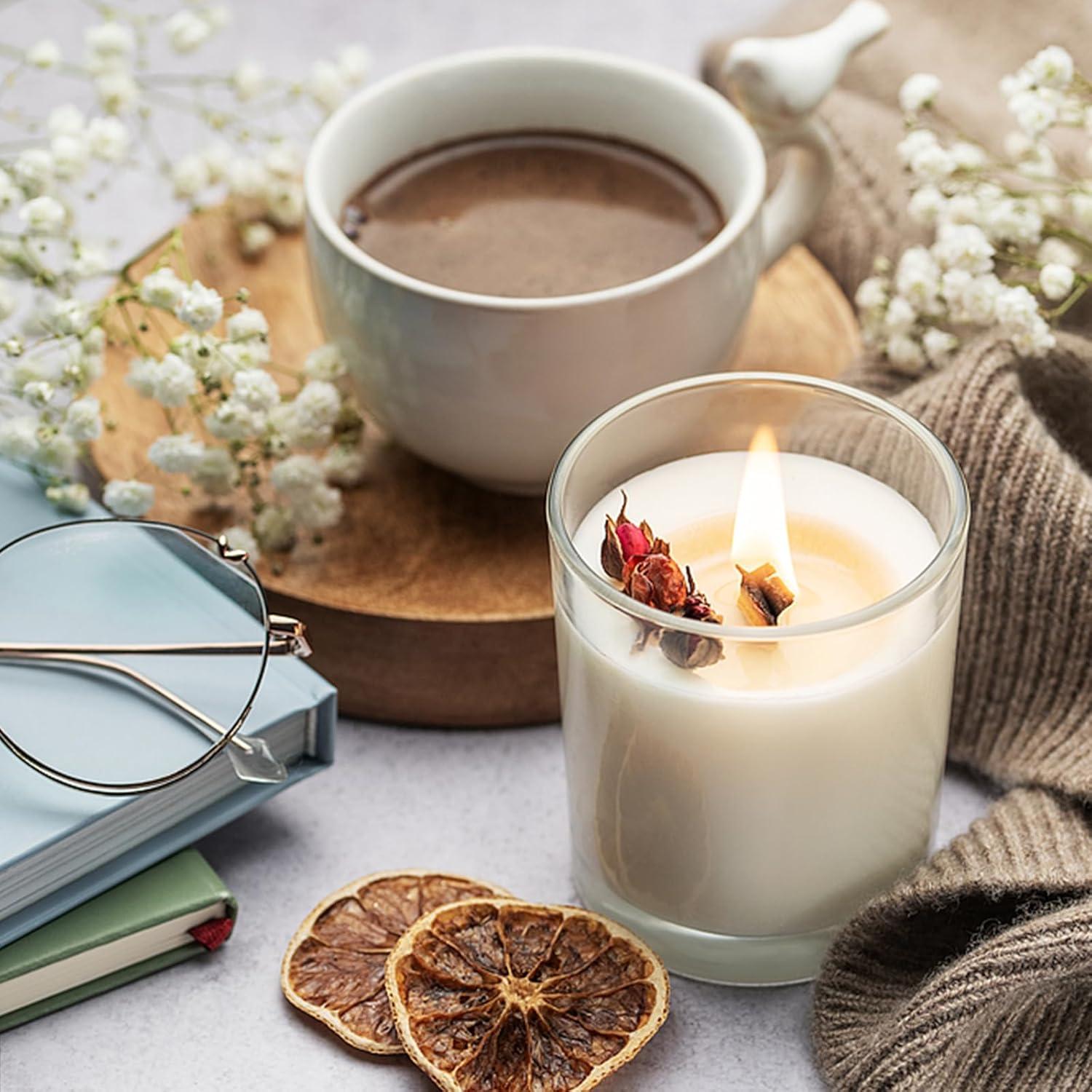 Paquete de 15 tarros de vela de vidrio SUPMIND 198ml con tapa de bambú