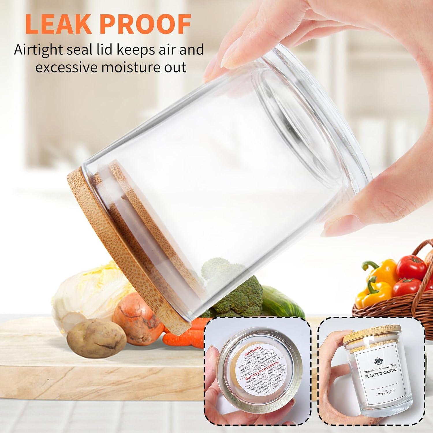 Paquete de 15 tarros de vela de vidrio SUPMIND 198ml con tapa de bambú