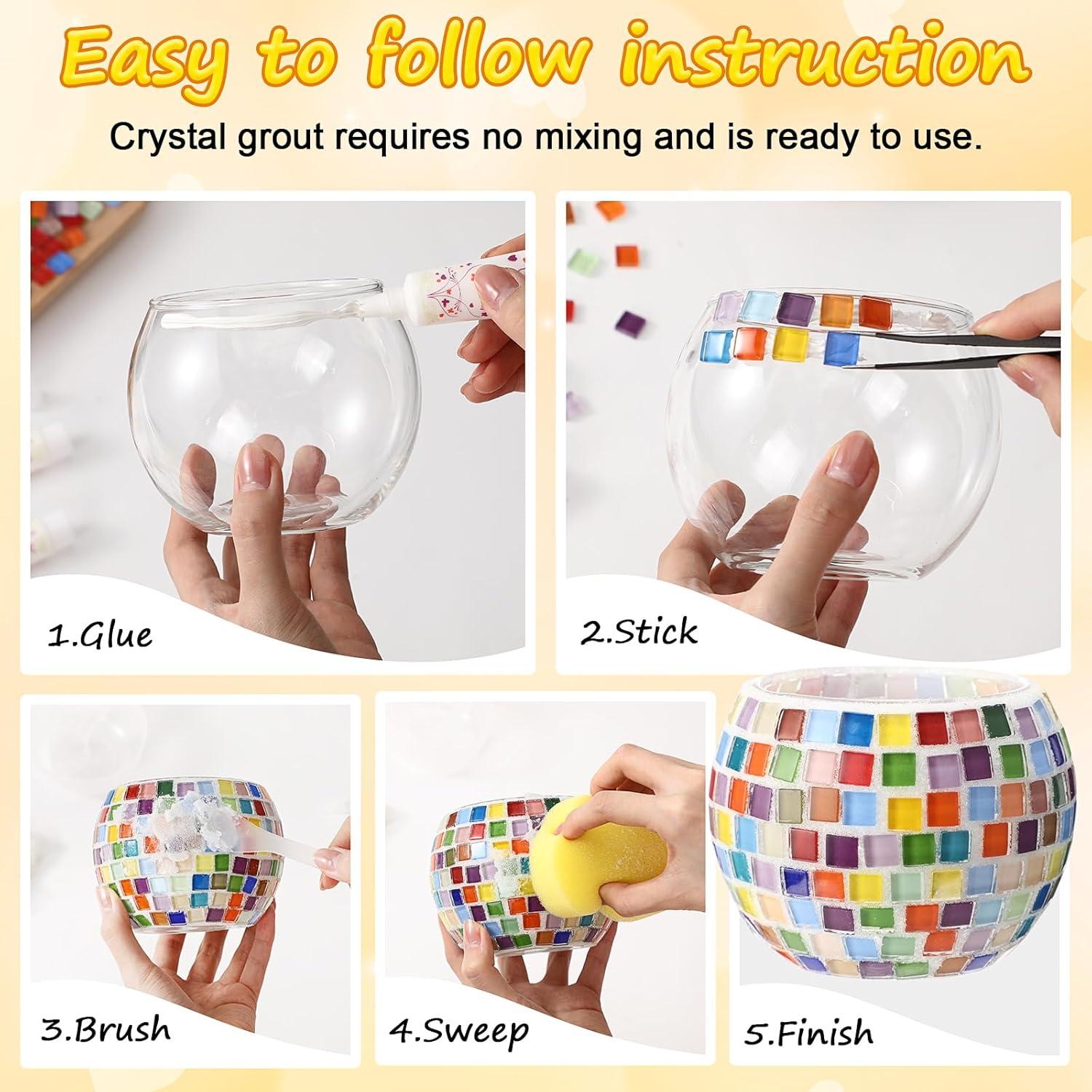 Kit de Jarrón de Vidrio Mosaico Remerry 2 Piezas con Luces LED