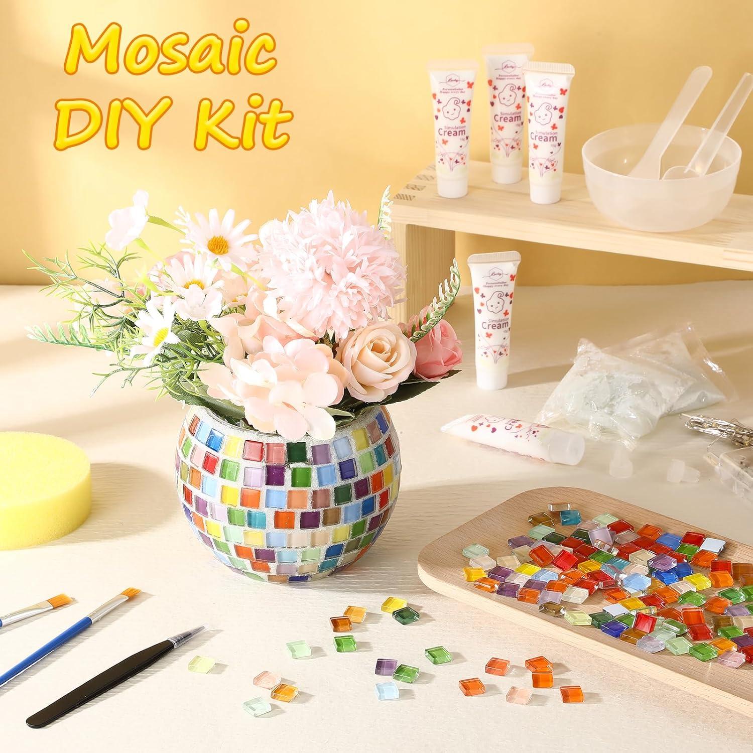 Kit de Jarrón de Vidrio Mosaico Remerry 2 Piezas con Luces LED