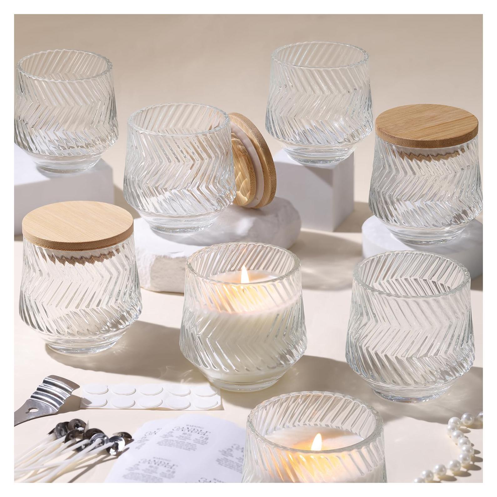 8 Tarros de Vela Transparentes LAMORGIFT 198.4 g con Accesorios