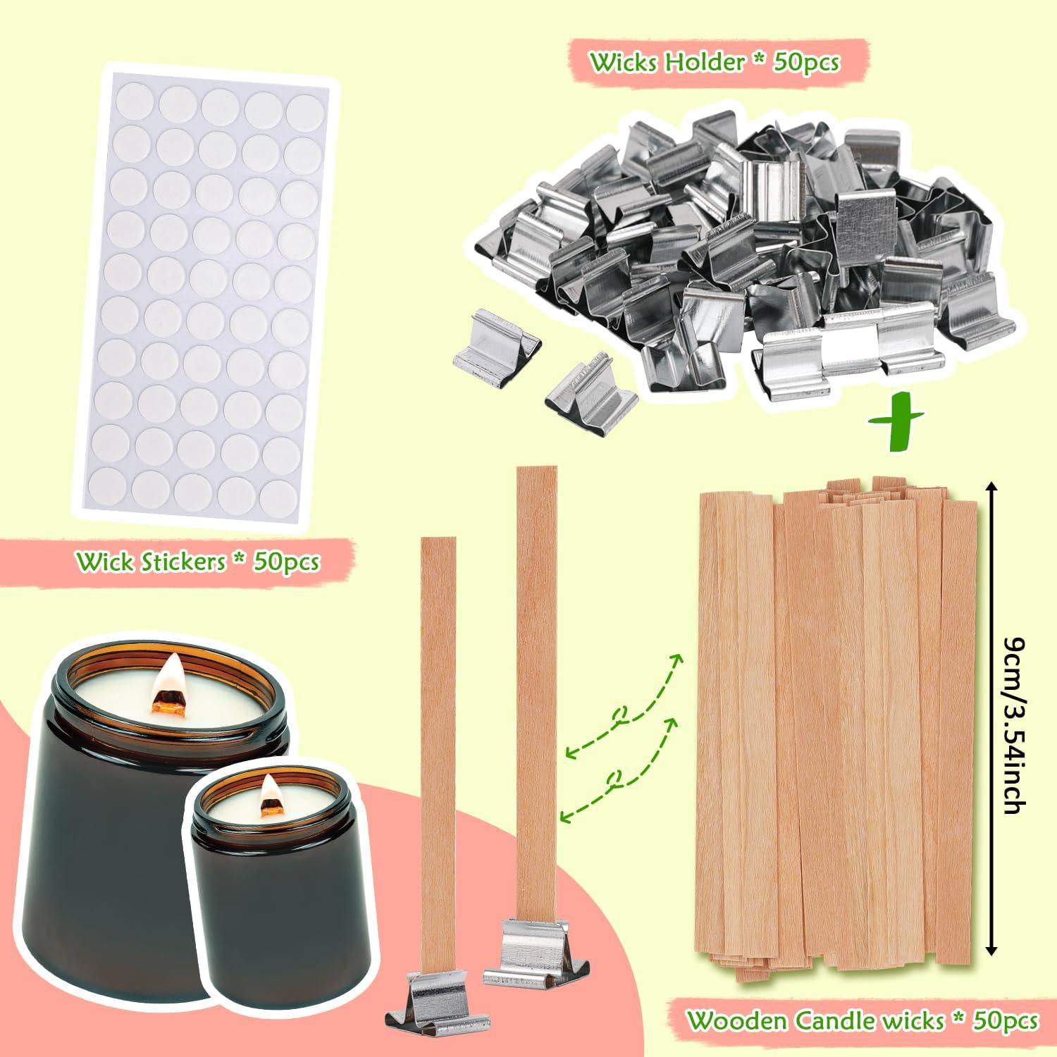 Kit Completo de Mechas de Madera Blingfun 150pcs para Velas