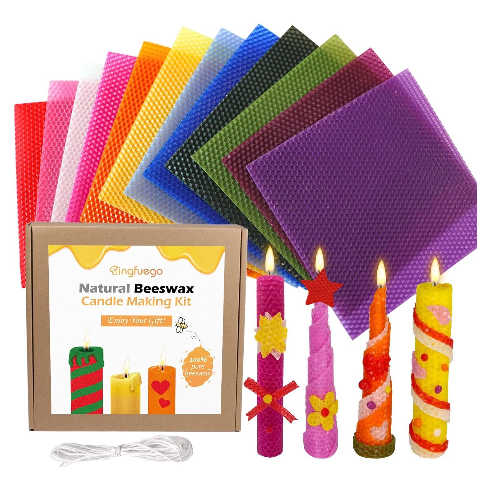 Kit de Velas de Cera de Abeja Bingfuego para Niños - 12 Hojas
