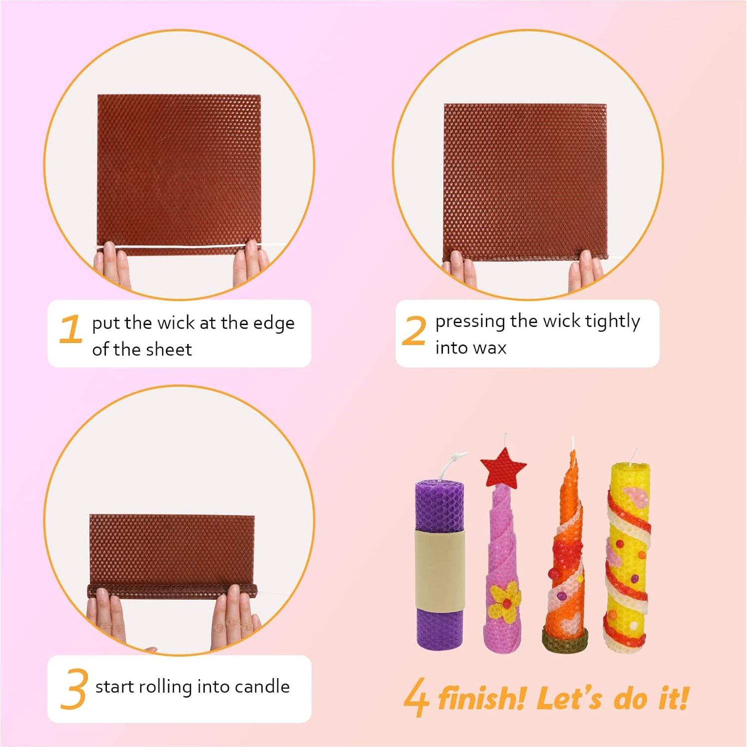 Kit de Velas de Cera de Abeja Bingfuego para Niños - 12 Hojas