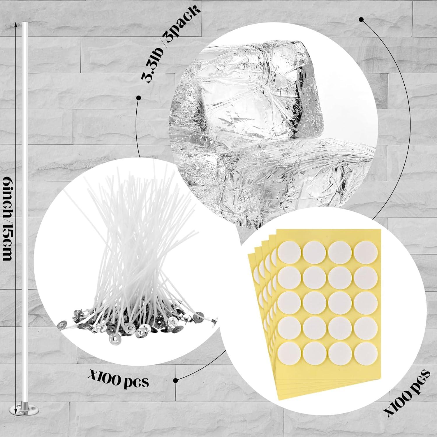 Cera de Vela Transparente Heigble 1.5 kg + 100 Mechas y Etiquetas