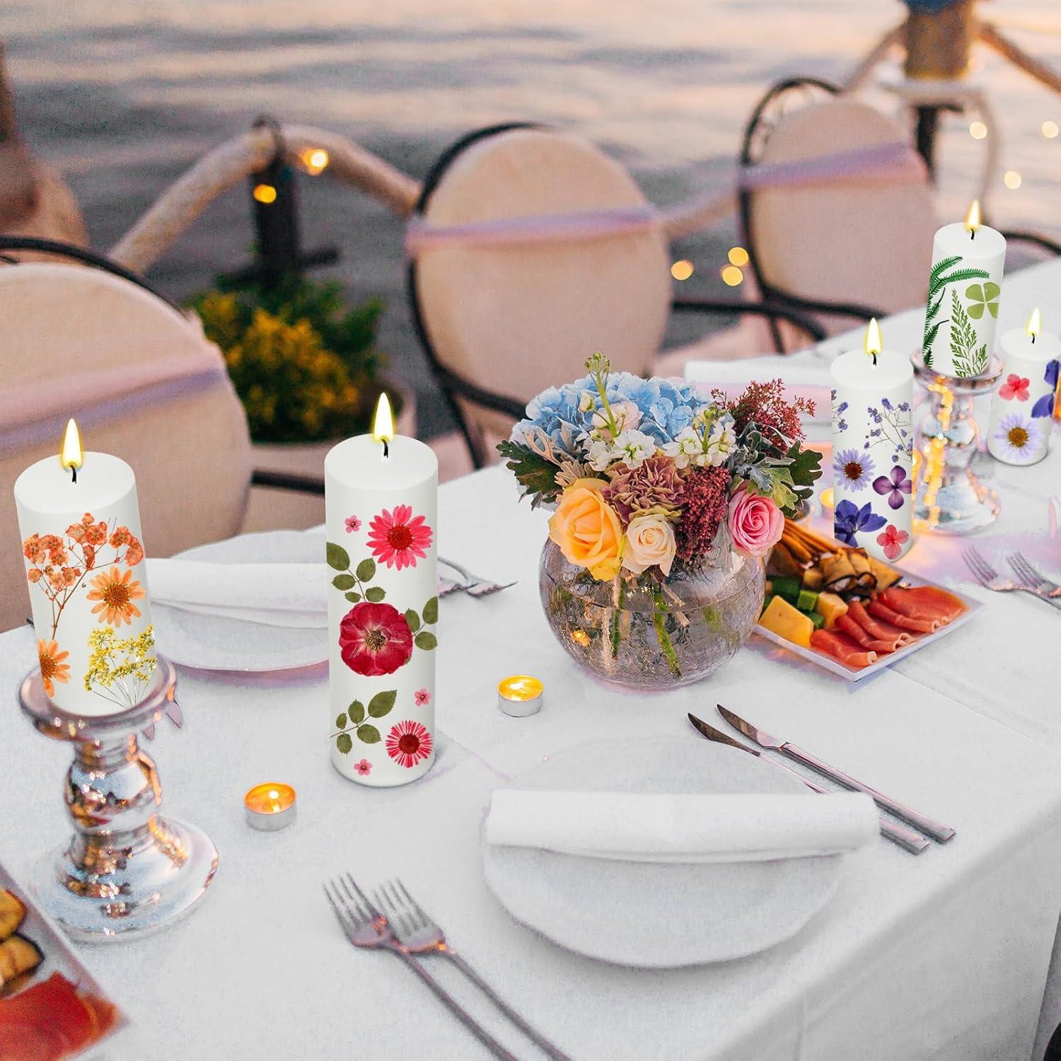 Kit de Pintura de Velas MTLEE 24 Piezas con Flores Secas