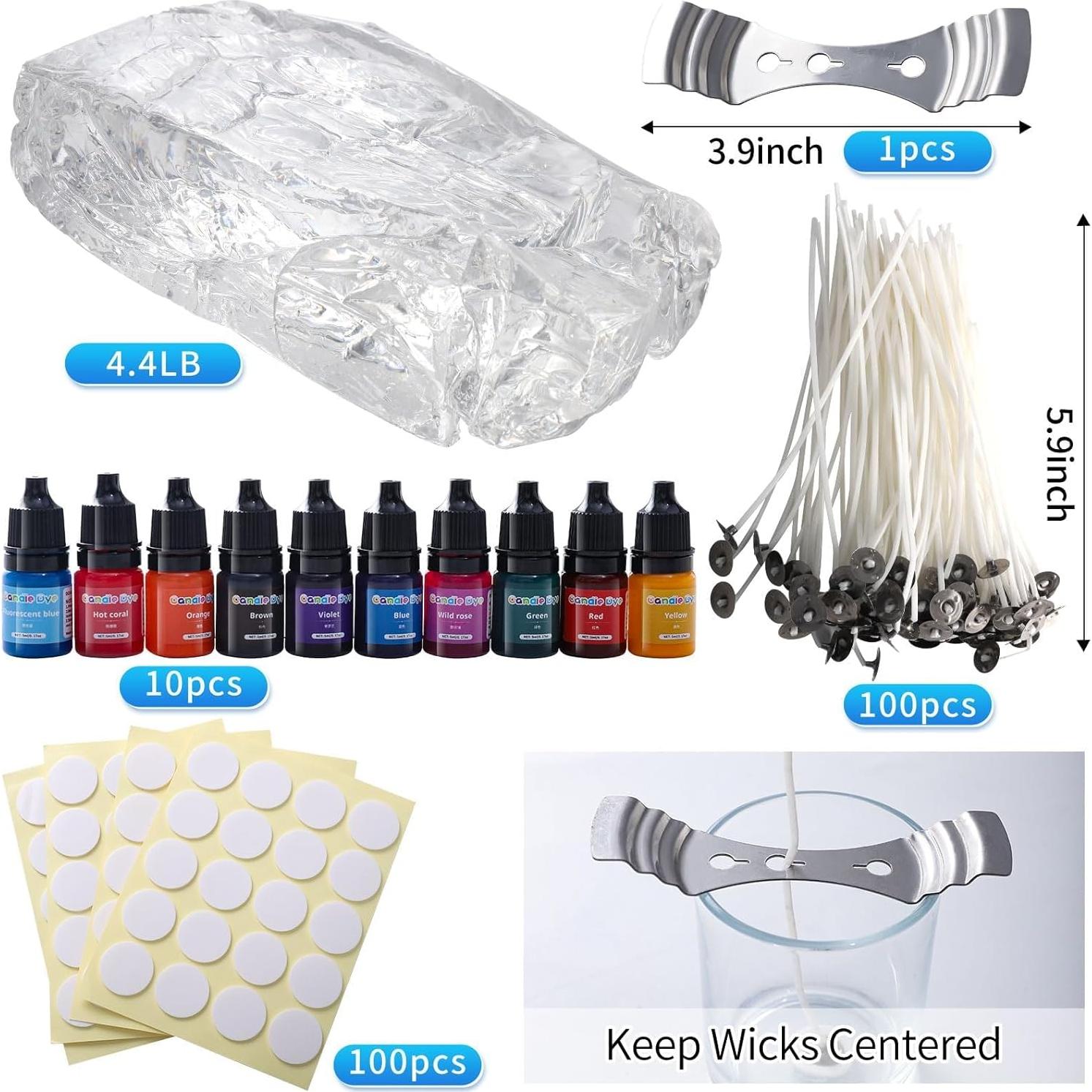 Cera de Gel para Velas Sel Natural 2 kg + 100 Mechas y Tintes