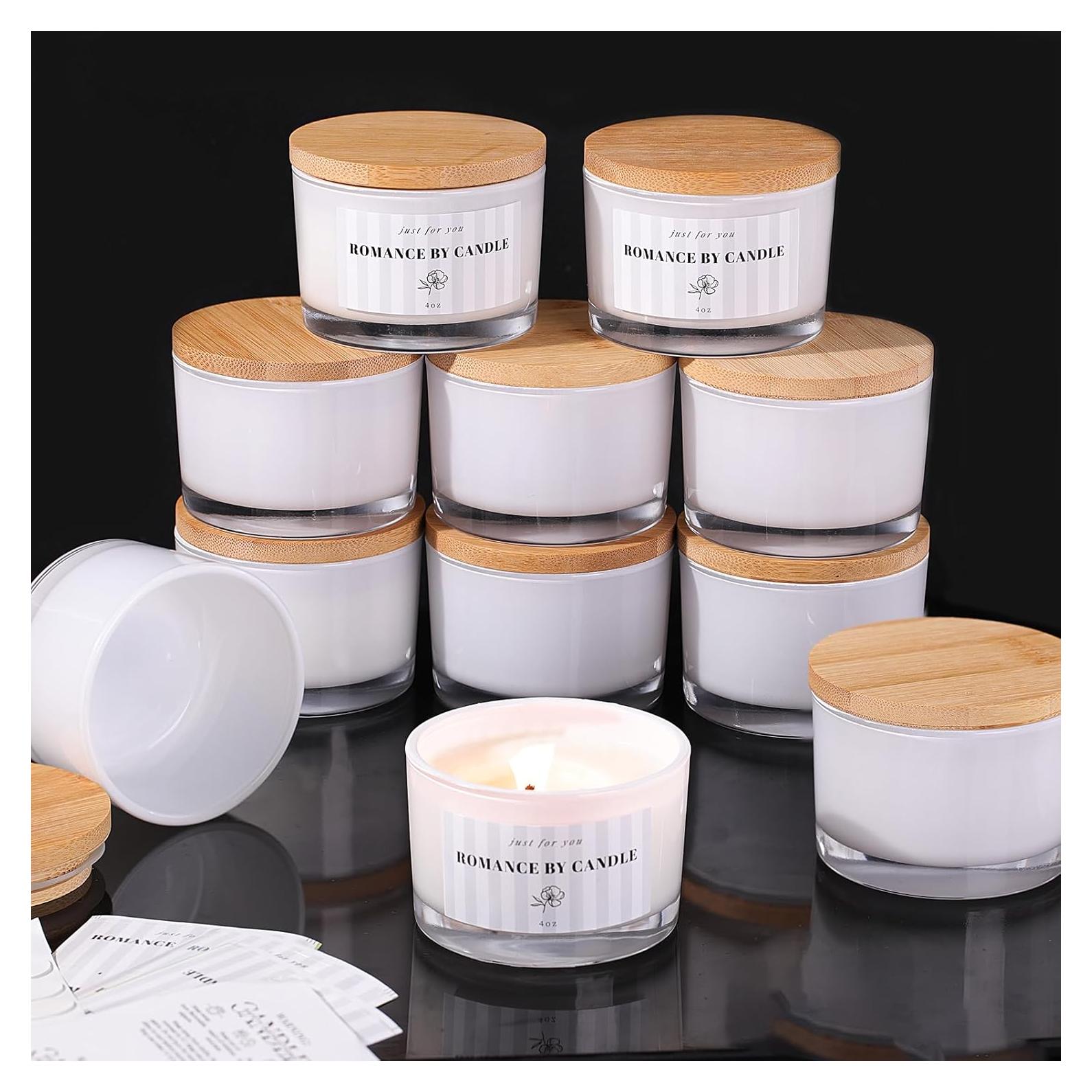 12 Tarros de Vidrio para Hacer Velas 4oz REISEN con Accesorios