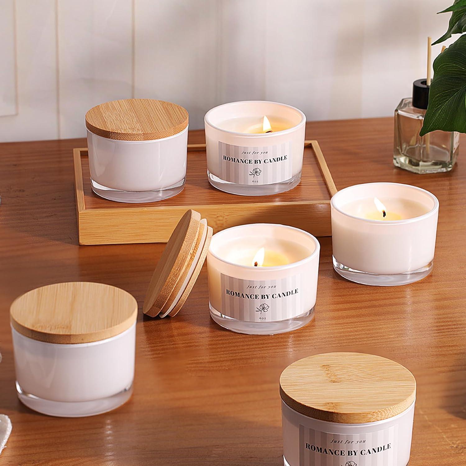 12 Tarros de Vidrio para Hacer Velas 4oz REISEN con Accesorios