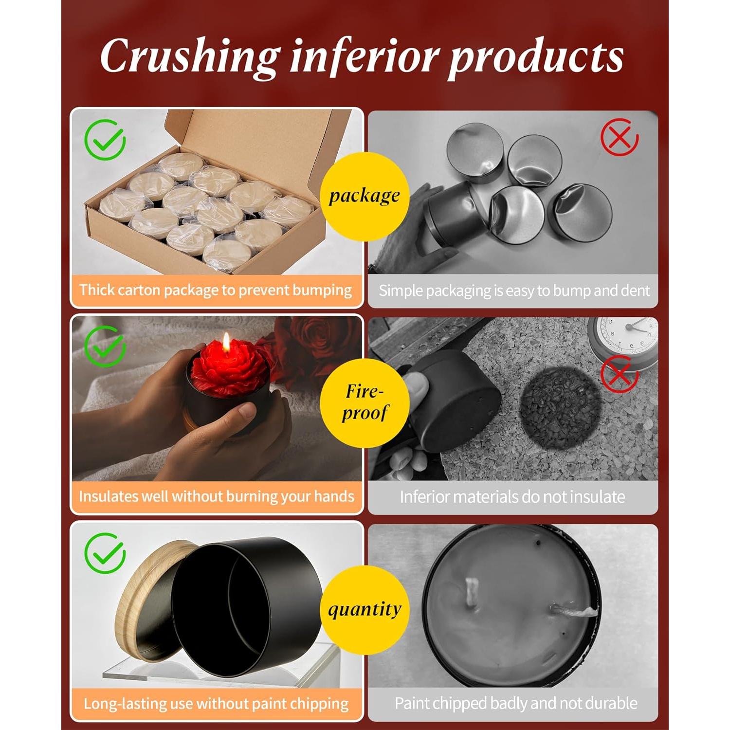 Latas de Vela MGLIFEUL 4oz Negras - 12 Piezas, DIY