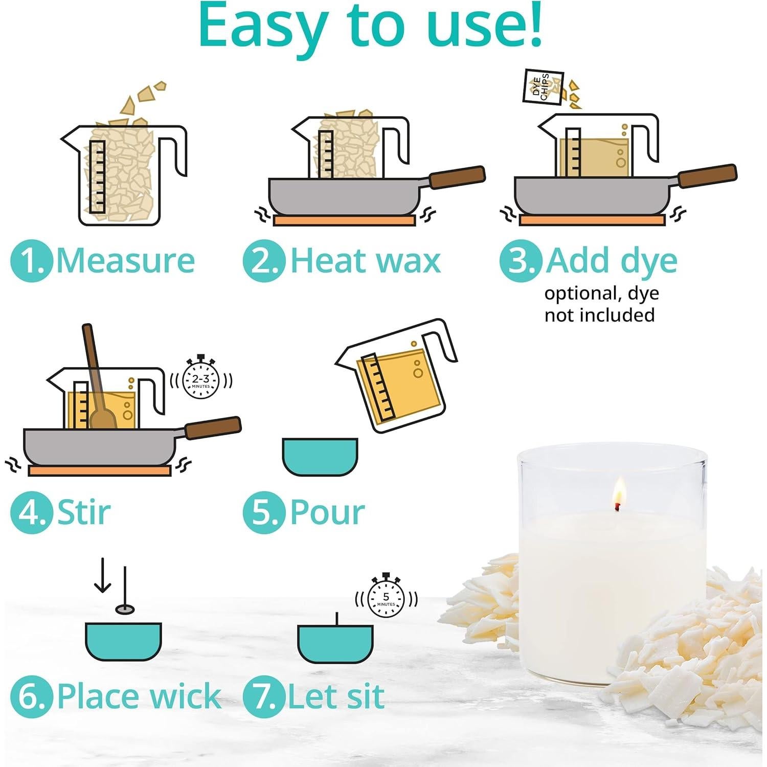 Cera de Soja Hearts & Crafts 2.27 kg + 100 Mechas + Herramientas