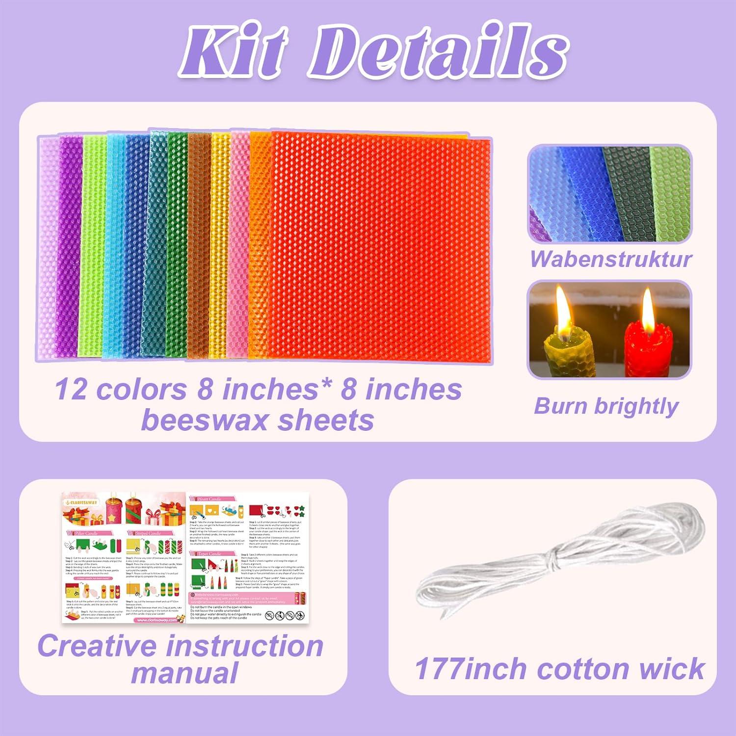 Kit de Fabricación de Velas de Cera de Abeja Clarissaway - 12 Piezas