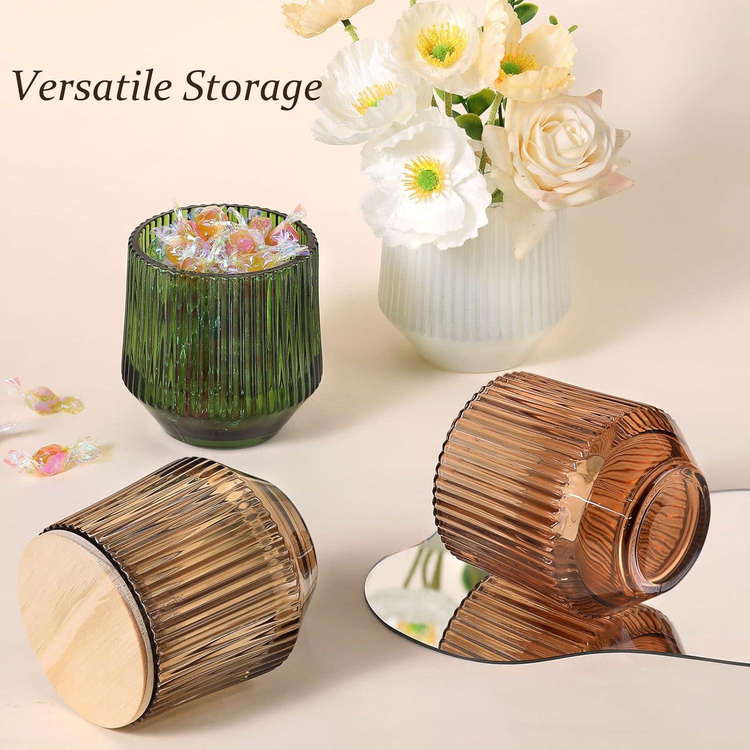 Tarros de Velas Blancos Simeitol 13 oz - 6 Tarros de Vidrio con Tapa de Bambú