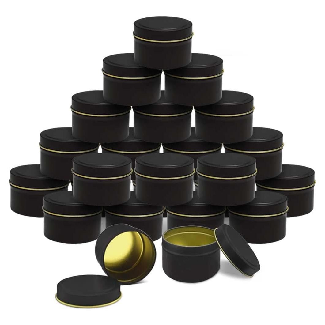 Latas de Vela Bunhut 5 oz Paquete de 24 Tarros Negros