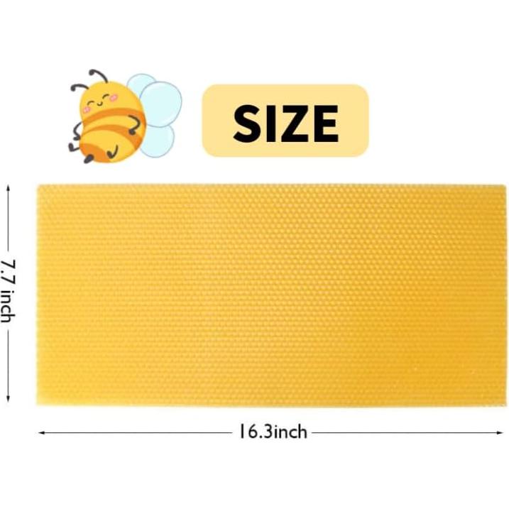 30 Hojas de Cera de Abeja Natural para Velas y Colmenas 41.5x19.5cm