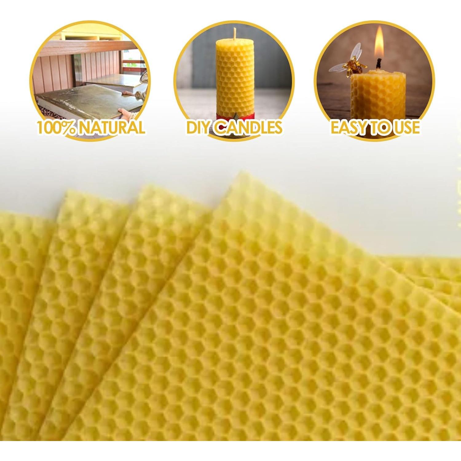 30 Hojas de Cera de Abeja Natural para Velas y Colmenas 41.5x19.5cm