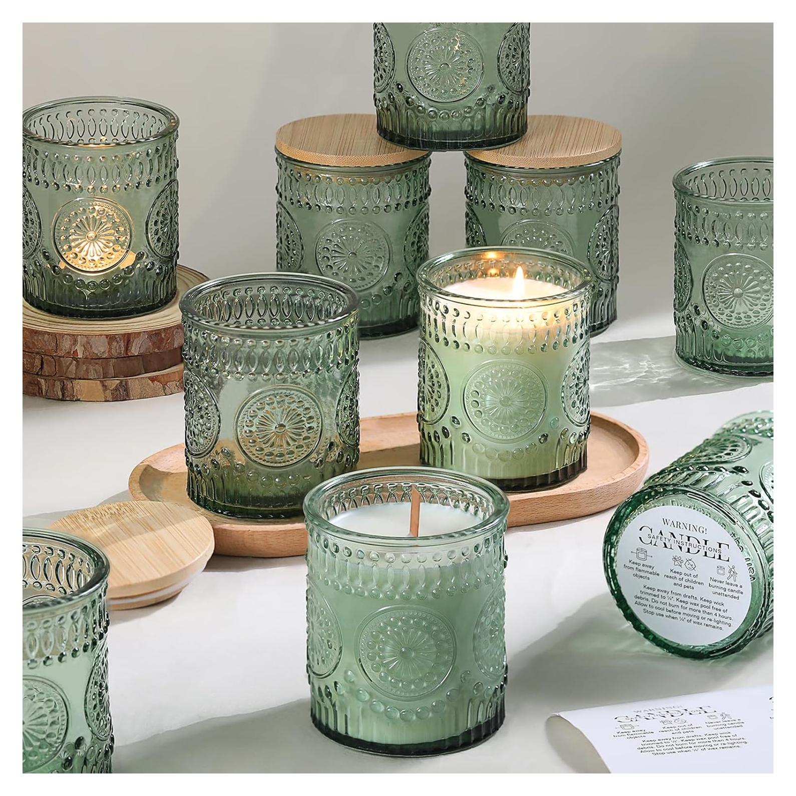 10 Tarros de Vidrio para Hacer Velas DARJEN 211.65 g Verde