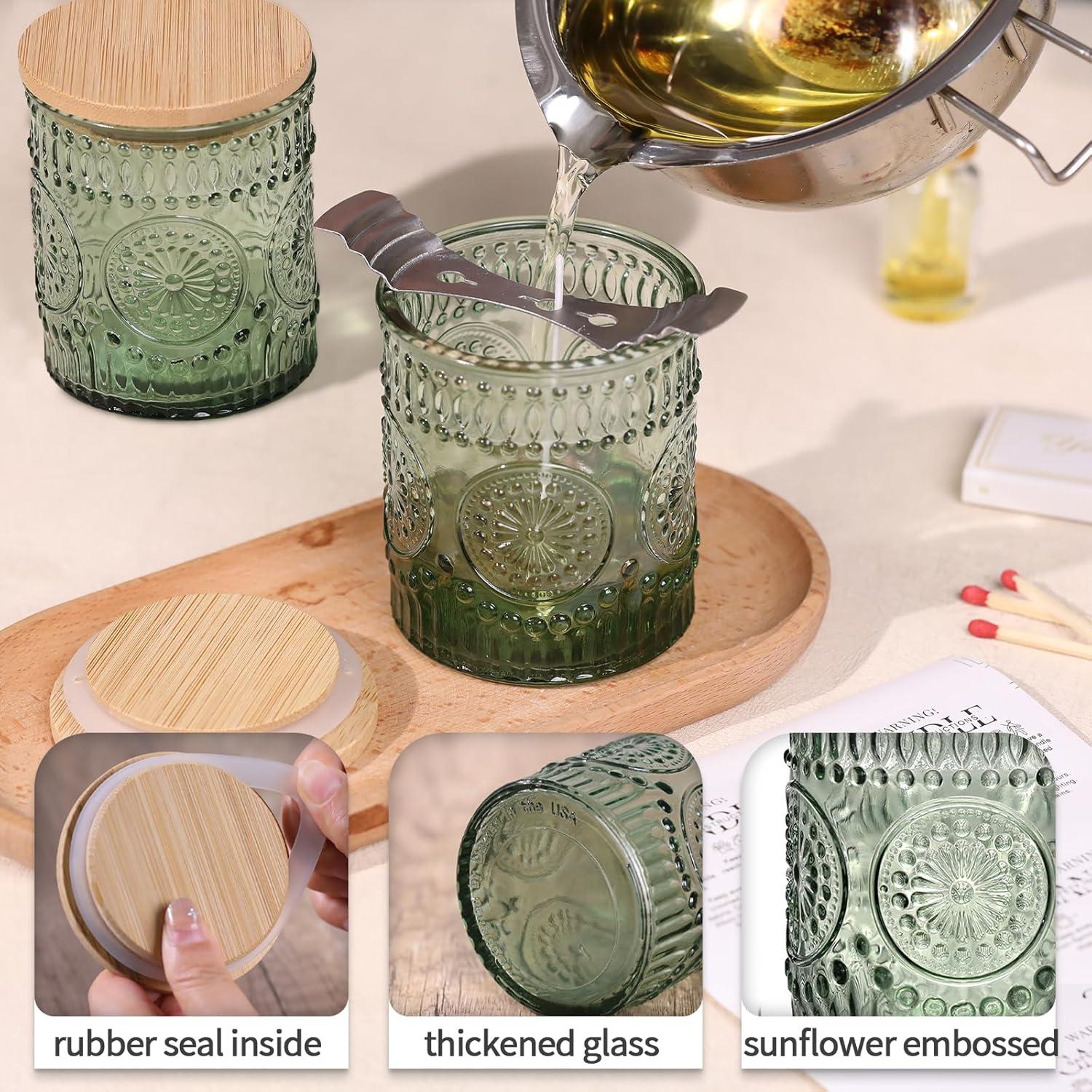 10 Tarros de Vidrio para Hacer Velas DARJEN 211.65 g Verde