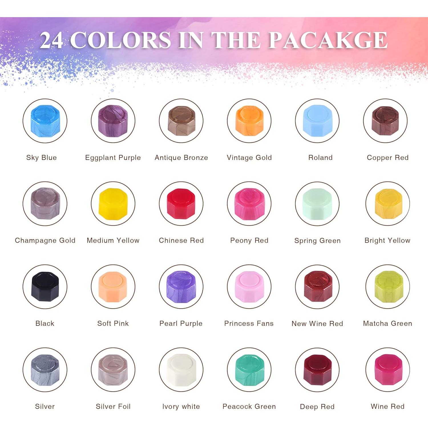 Kit de Sello de Cera TRINIDa 624 Pcs 24 Colores para DIY